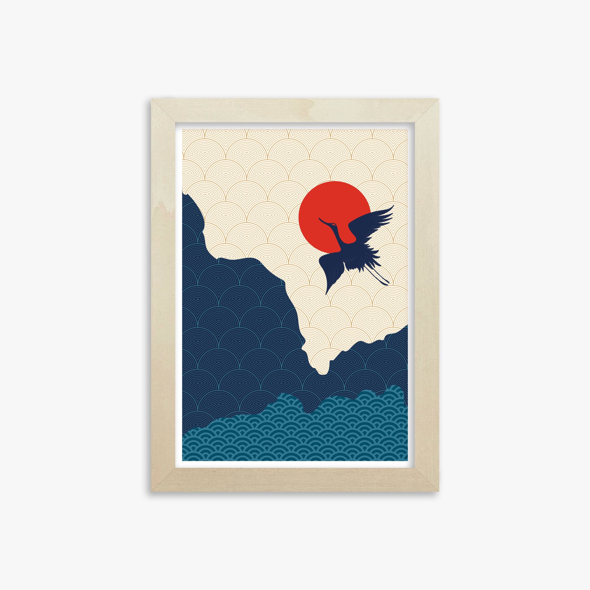 Crane in the Sun, 21x30cm Framed Poster With Lime Wood Frame