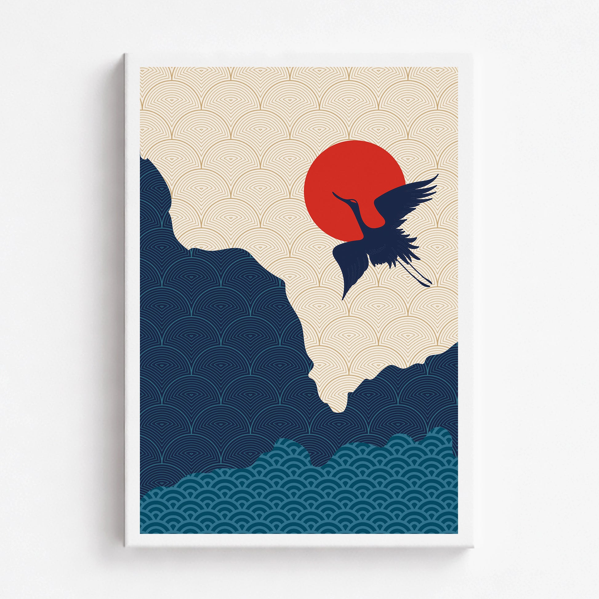 Crane in the Sun, 70x100cm Satin Canvas Poster