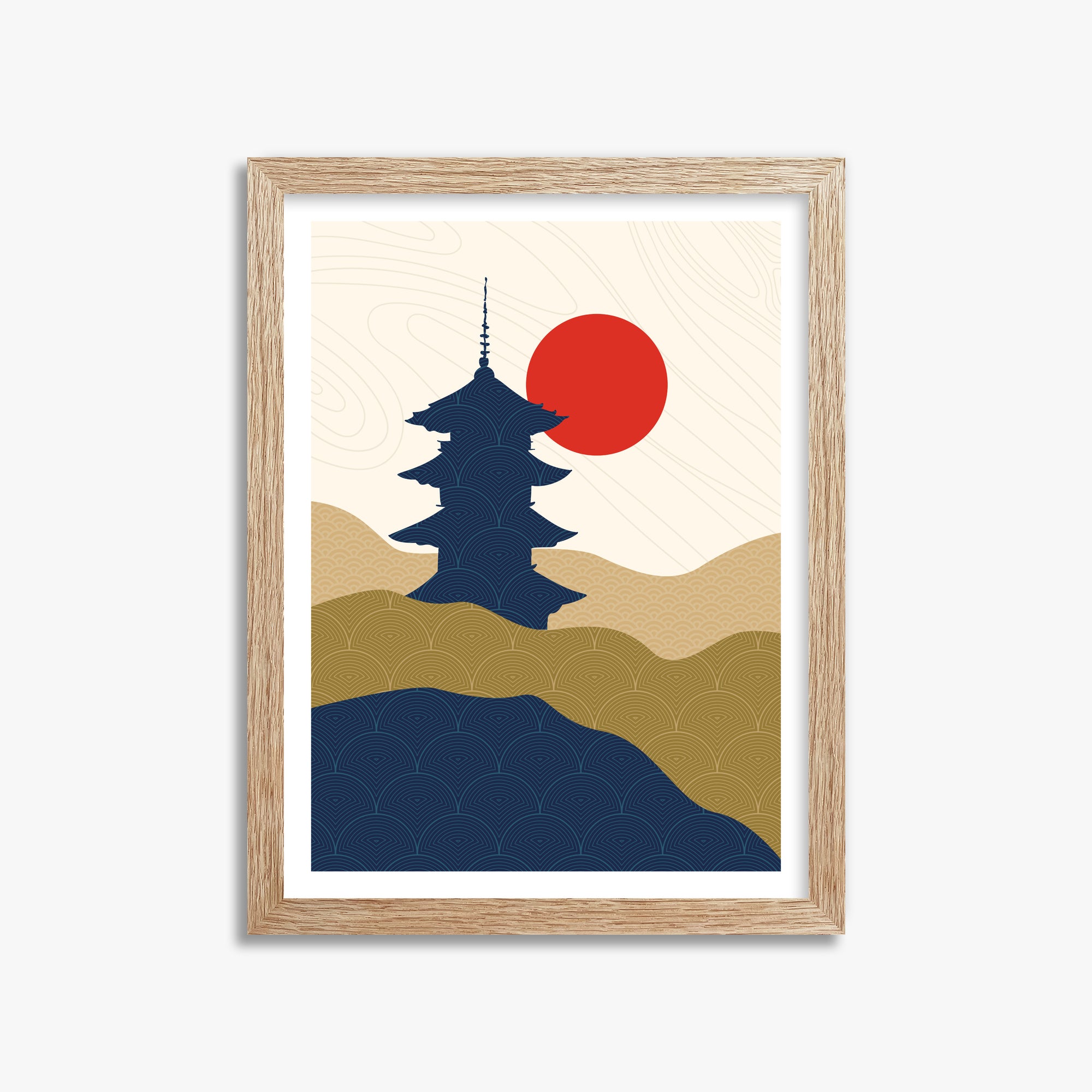 Shrine in the Sun, 30x40cm Framed Poster With Raw Oak Frame