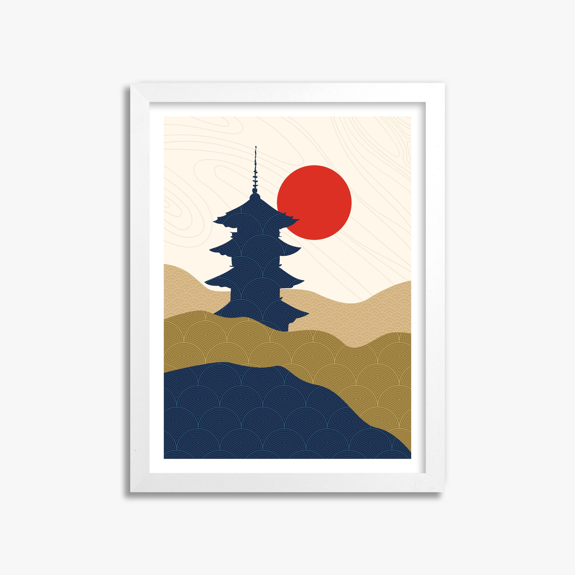 Shrine in the Sun, 30x40cm Framed Poster With White Frame