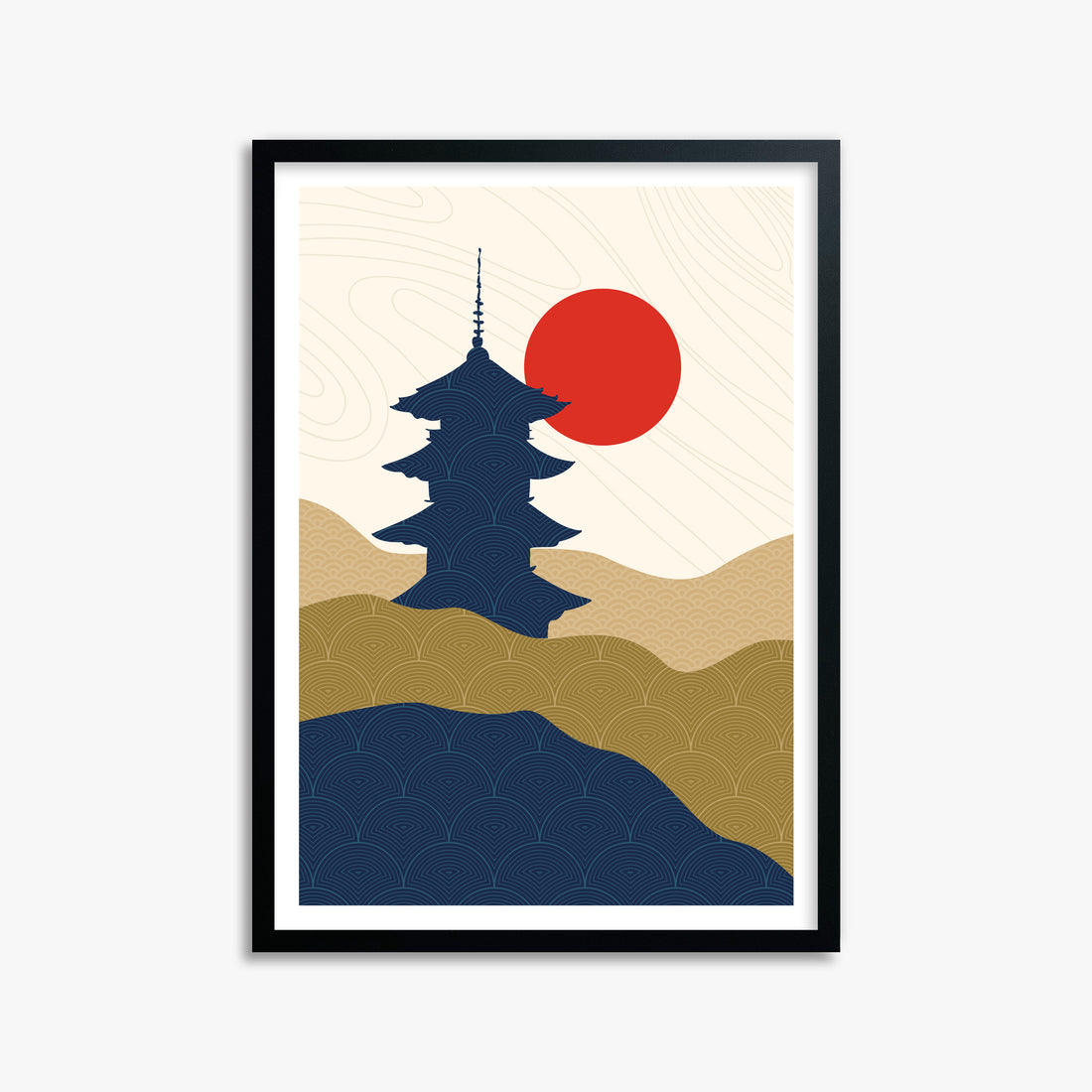 Shrine in the Sun, 50x70cm Framed Poster With Black Frame