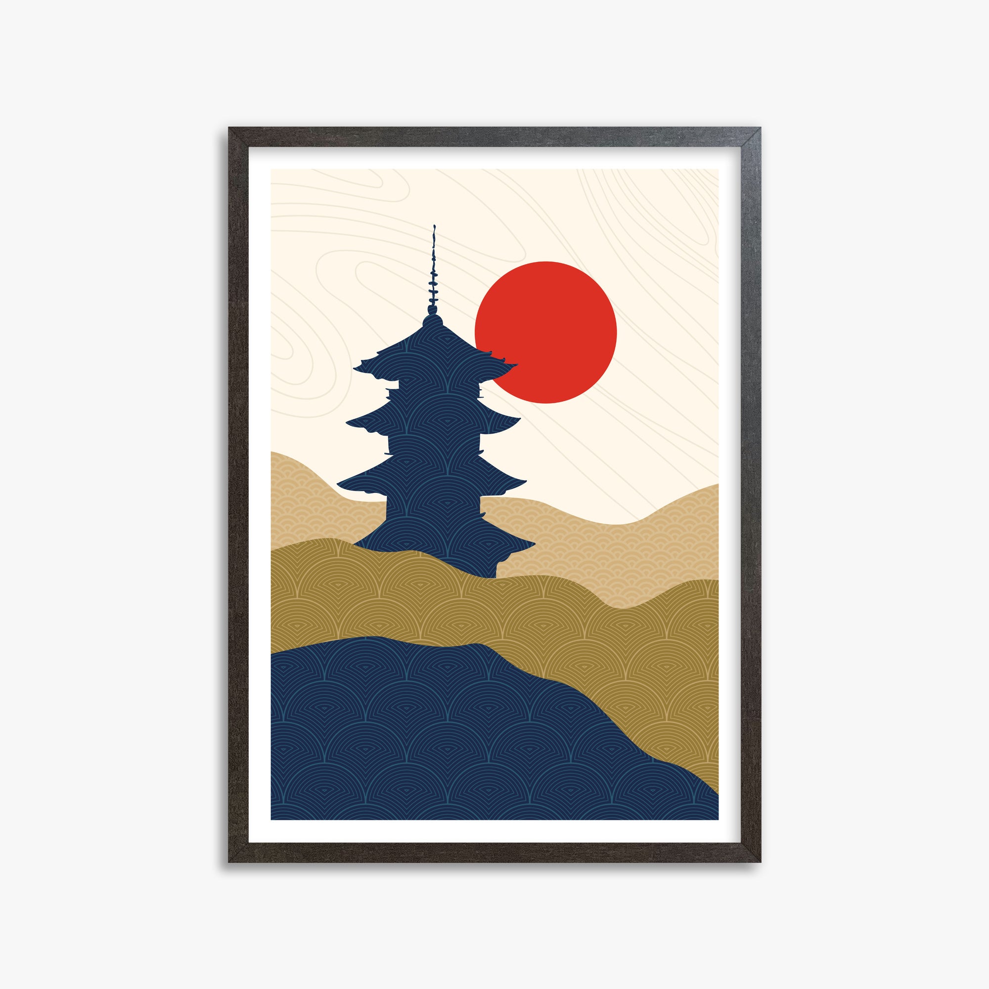 Shrine in the Sun, 50x70cm Framed Poster With Espresso Frame