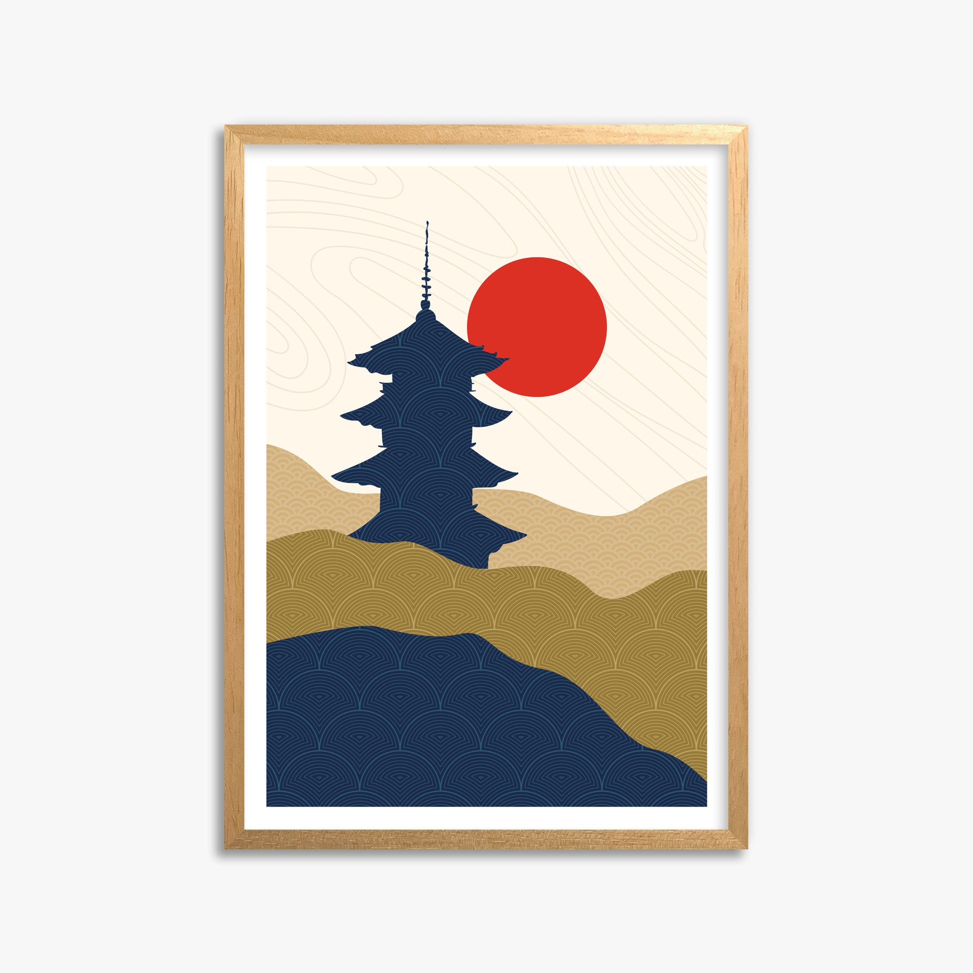 Shrine in the Sun, 50x70cm Framed Poster With Oak Frame