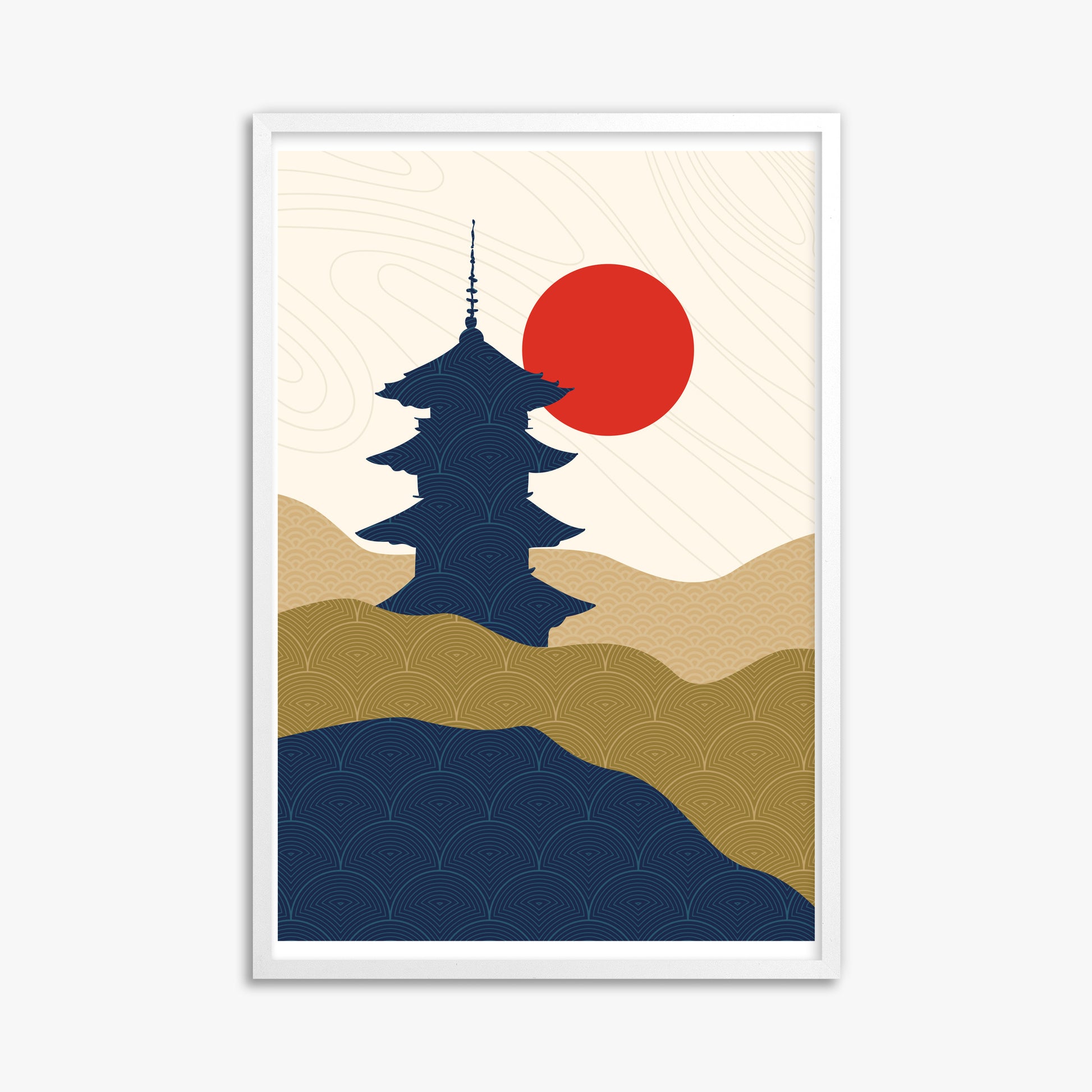 Shrine in the Sun, 61x91cm Framed Poster With White Frame