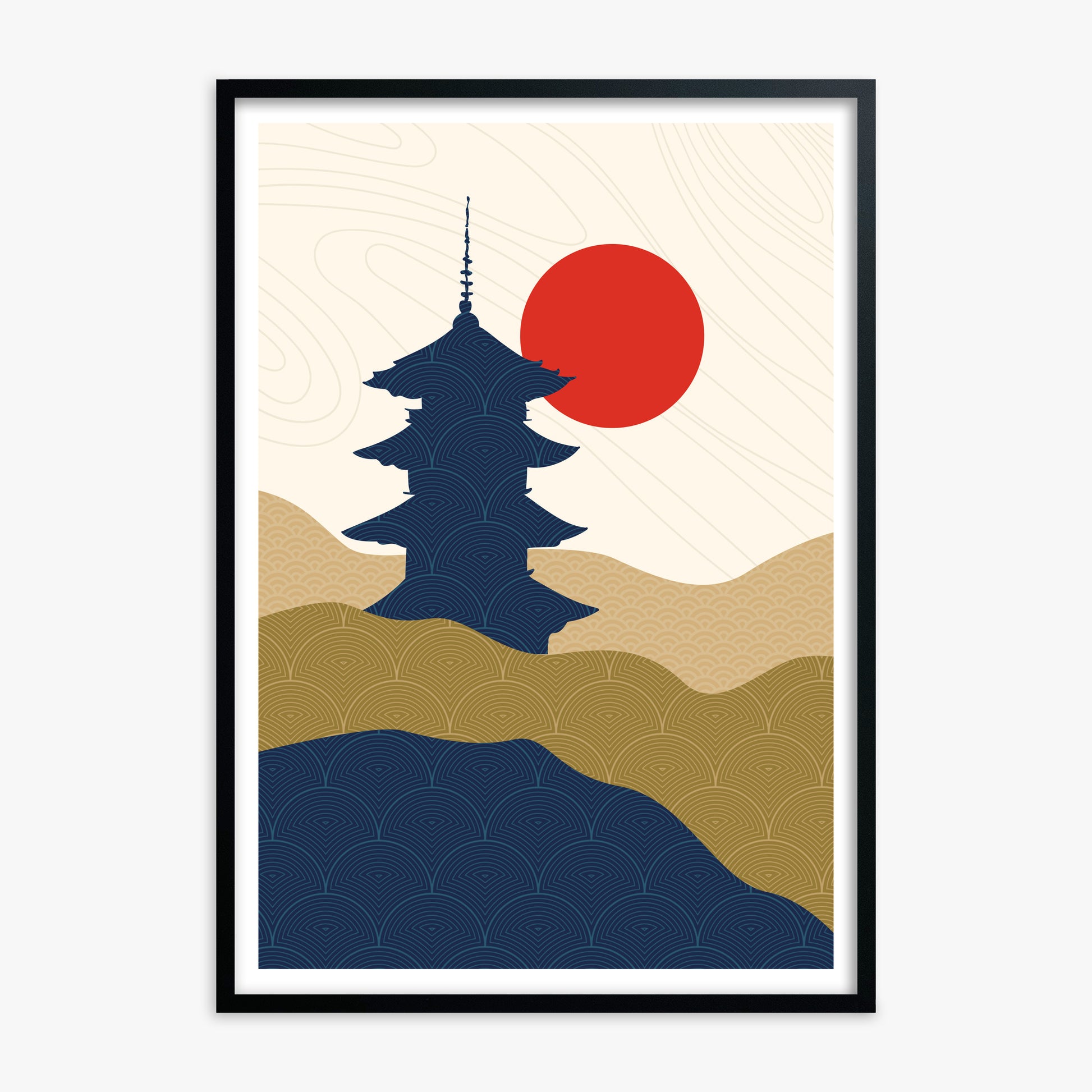 Shrine in the Sun, Black Framed Poster With Black Frame
