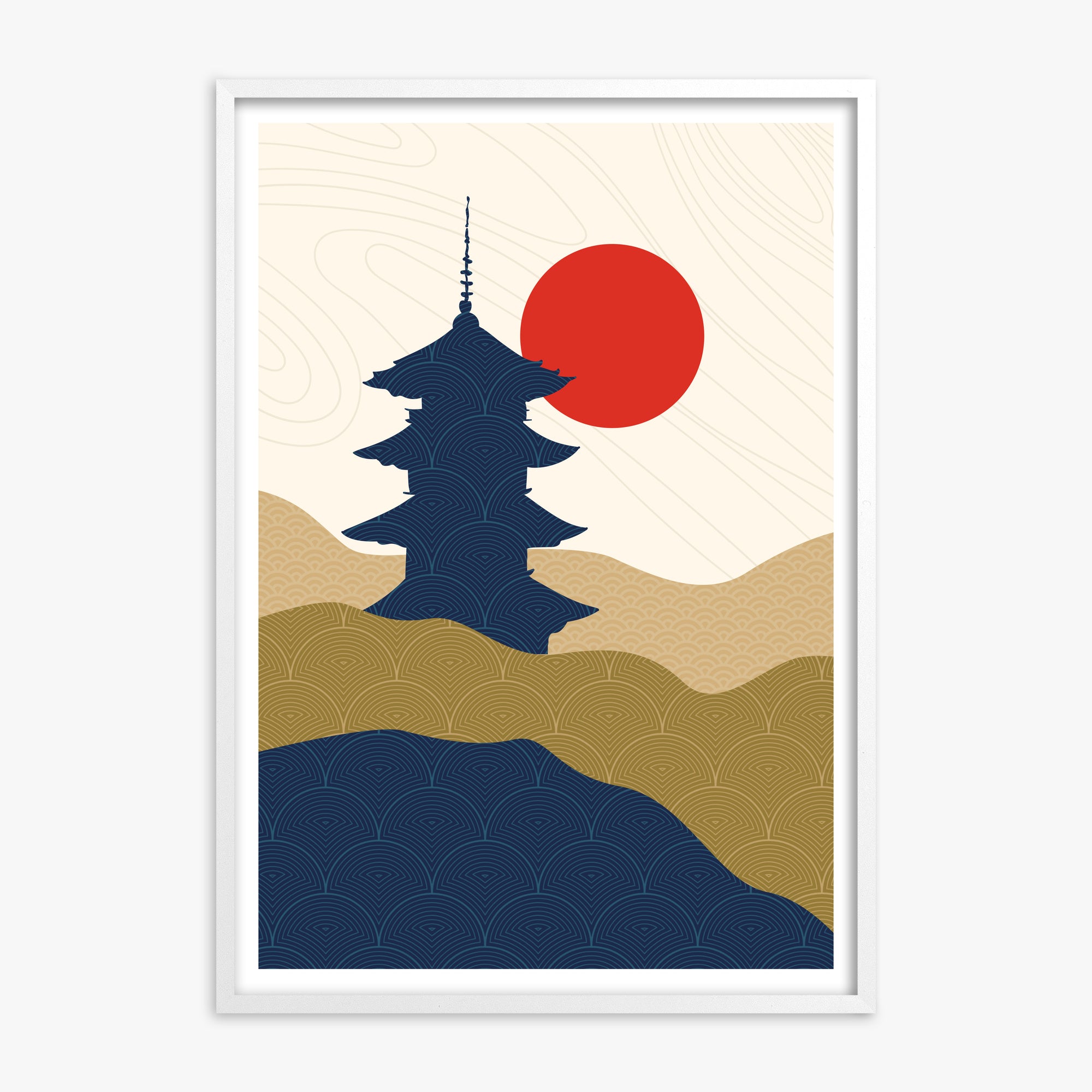 Shrine in the Sun, White Framed Poster With White Frame
