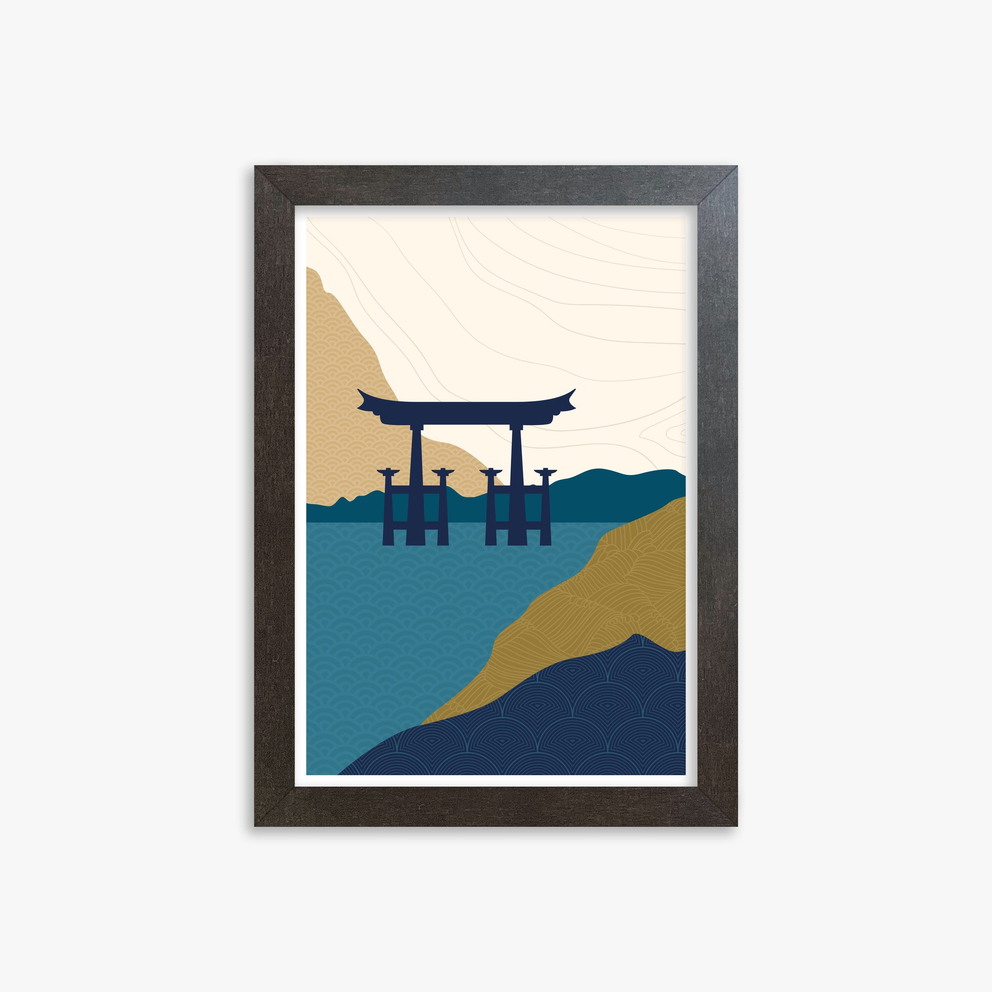 Torii Gate in the Water, 21x30cm Framed Poster With Espresso Frame