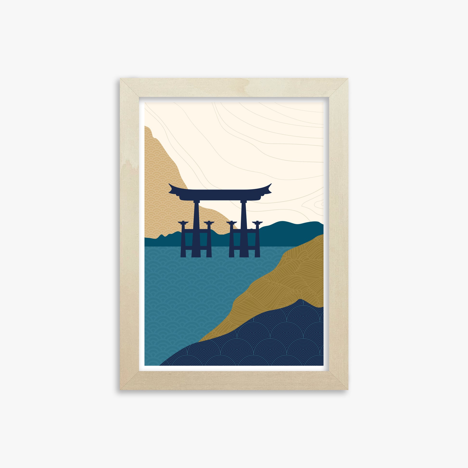 Torii Gate in the Water, 21x30cm Framed Poster With Lime Wood Frame