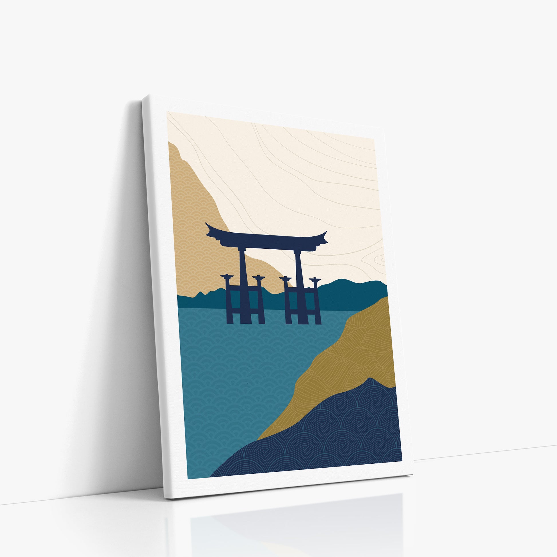 Torii Gate in the Water, 50x70cm Satin Canvas Poster Left Angle