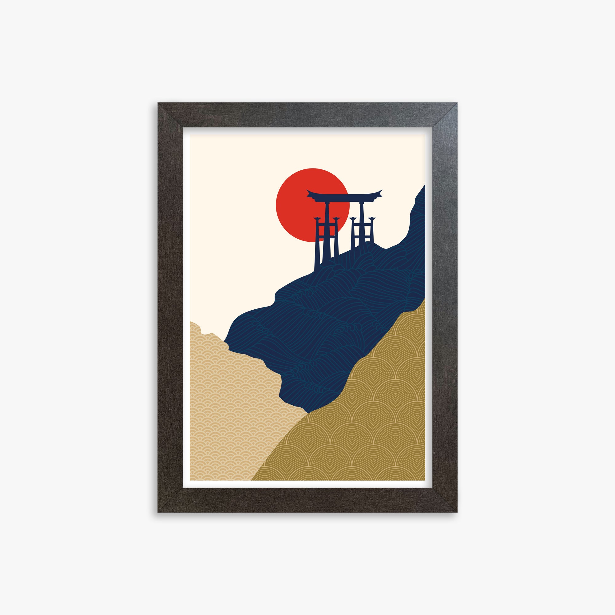 Torii Gate in the Sun, 21x30cm Framed Poster With Espresso Frame