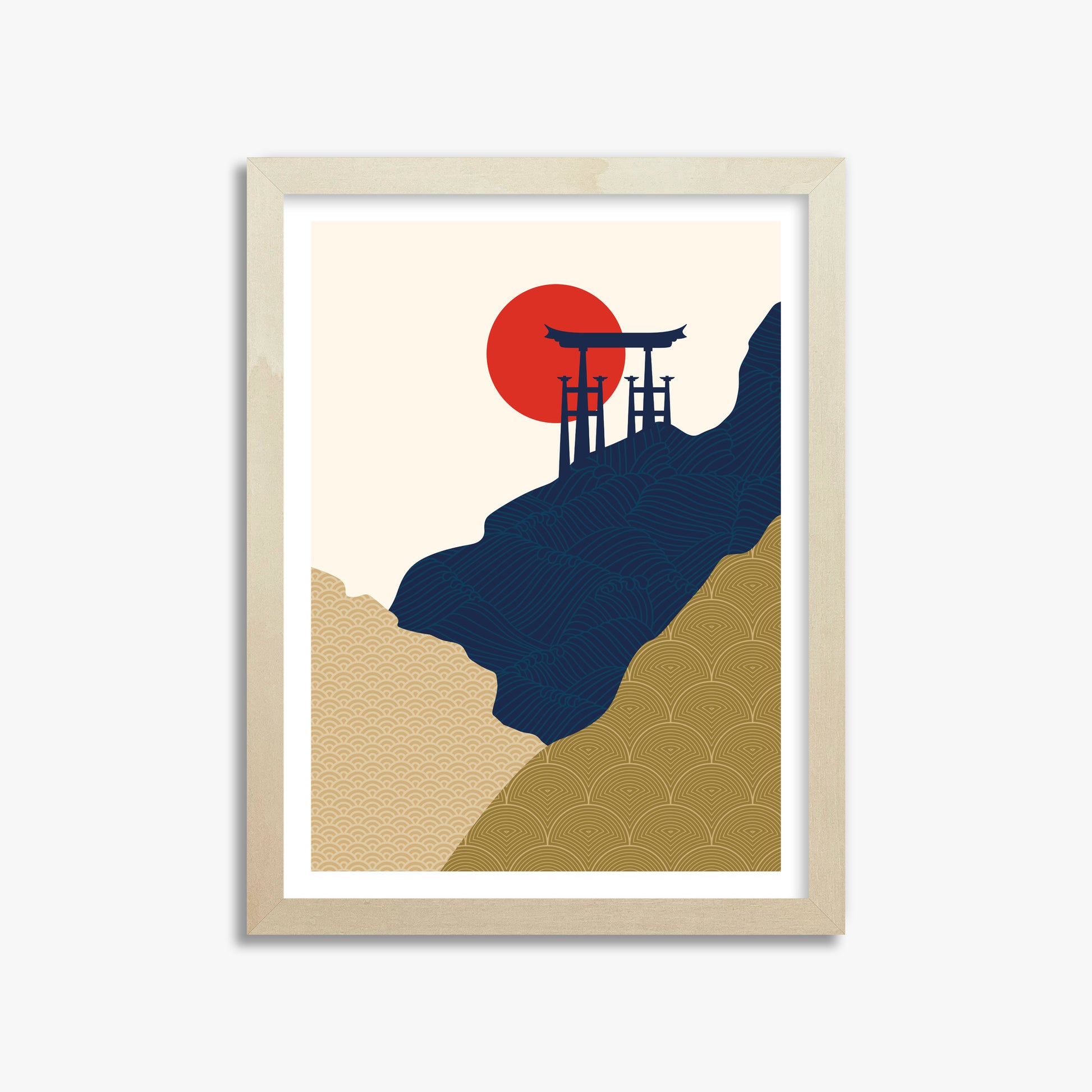 Torii Gate in the Sun, 30x40cm Framed Poster With Lime Wood Frame