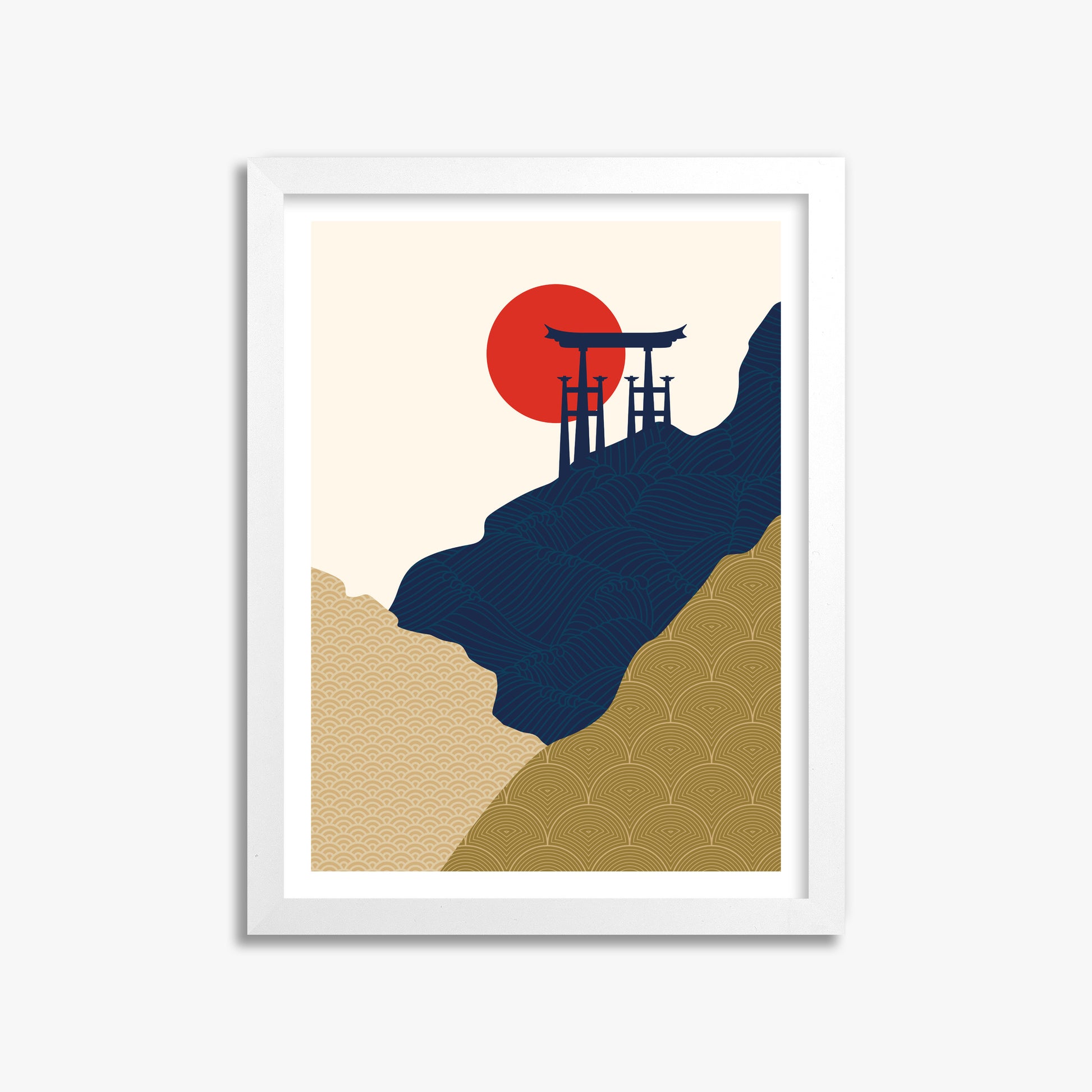 Torii Gate in the Sun, 30x40cm Framed Poster With White Frame