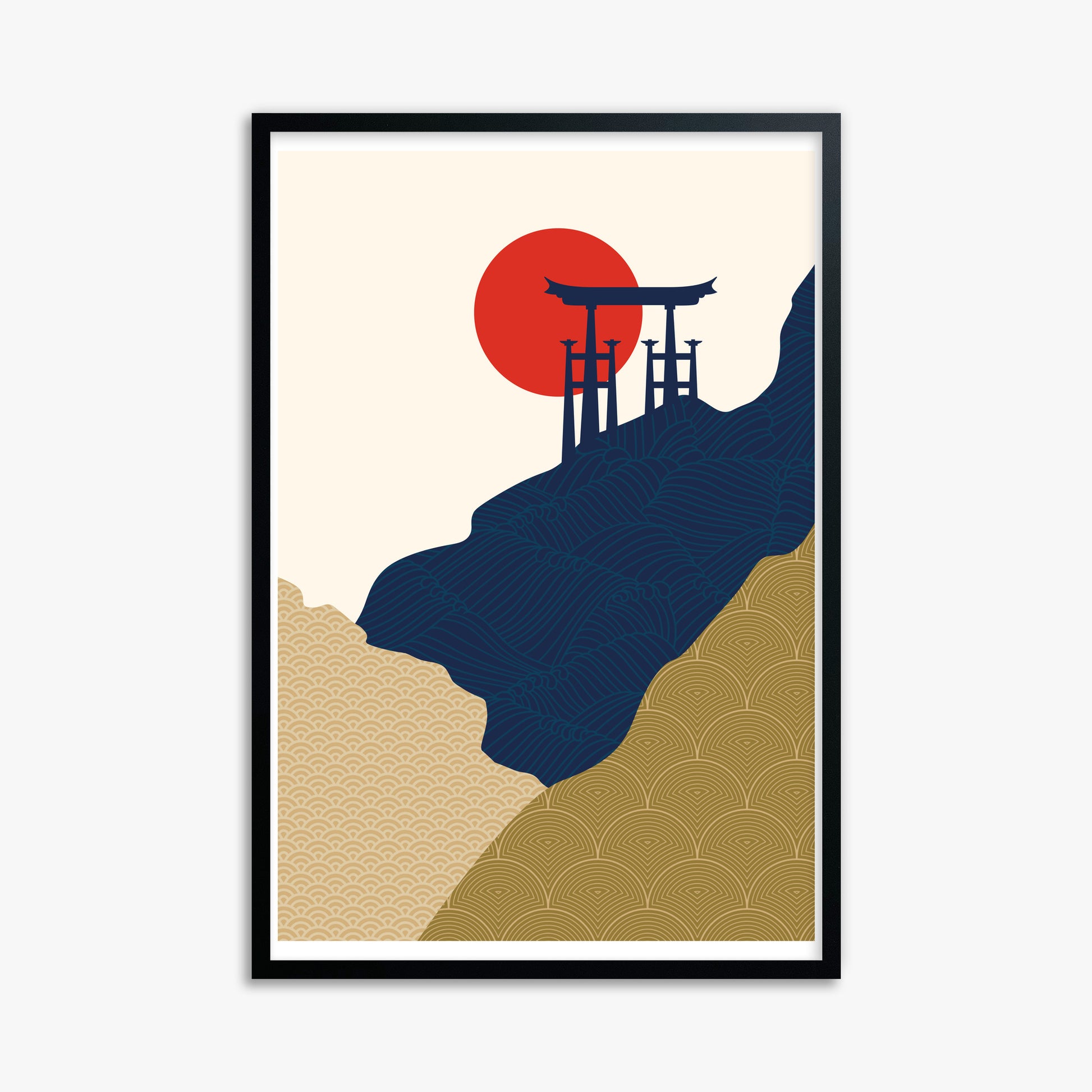 Torii Gate in the Sun, 61x91cm Framed Poster With Black Frame