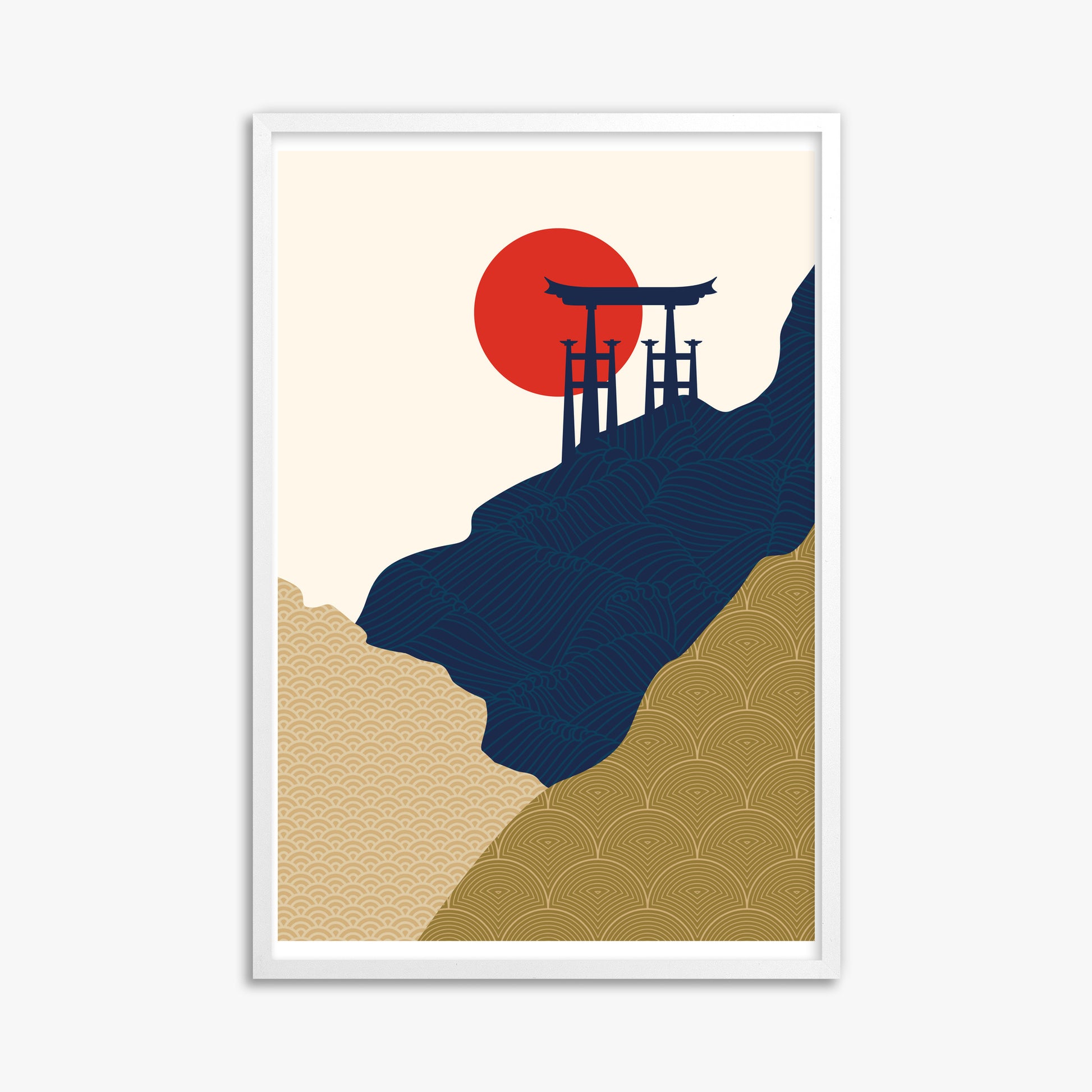 Torii Gate in the Sun, 61x91cm Framed Poster With White Frame