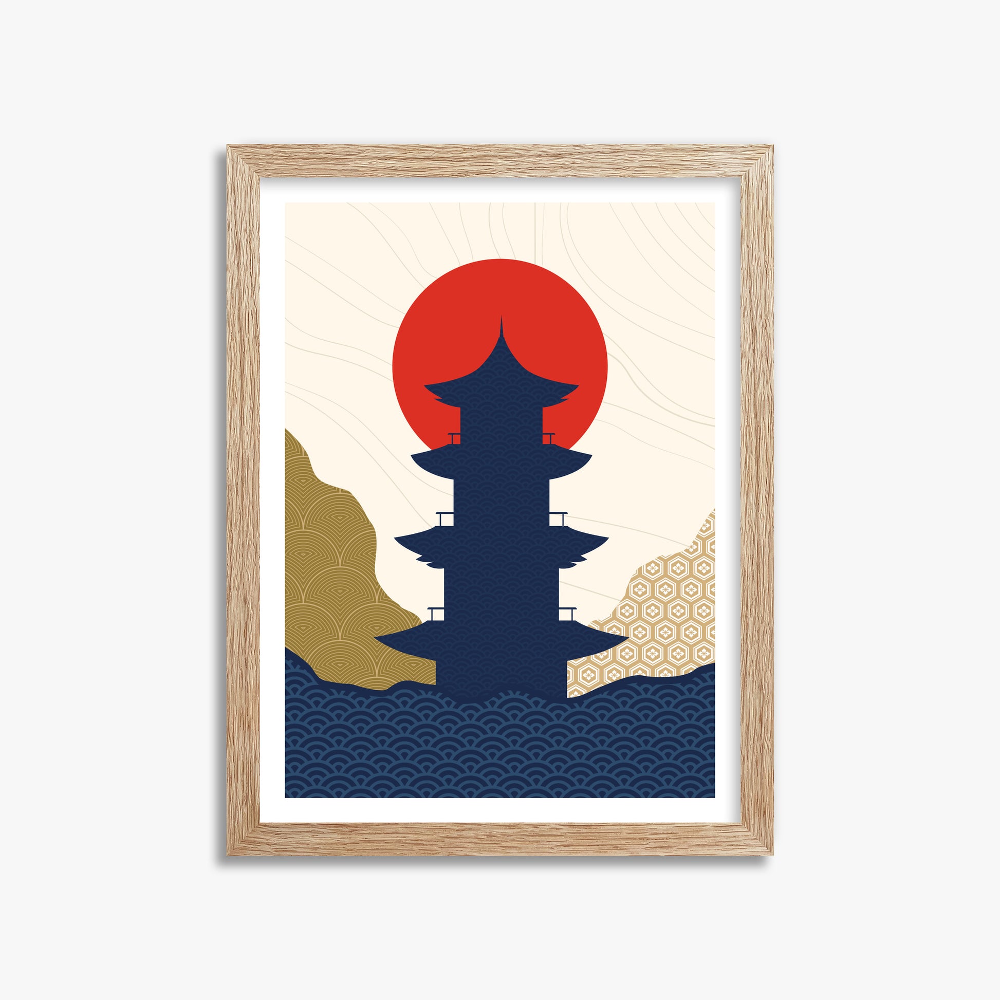 Shrine in the Sun 2, 30x40cm Framed Poster With Raw Oak Frame