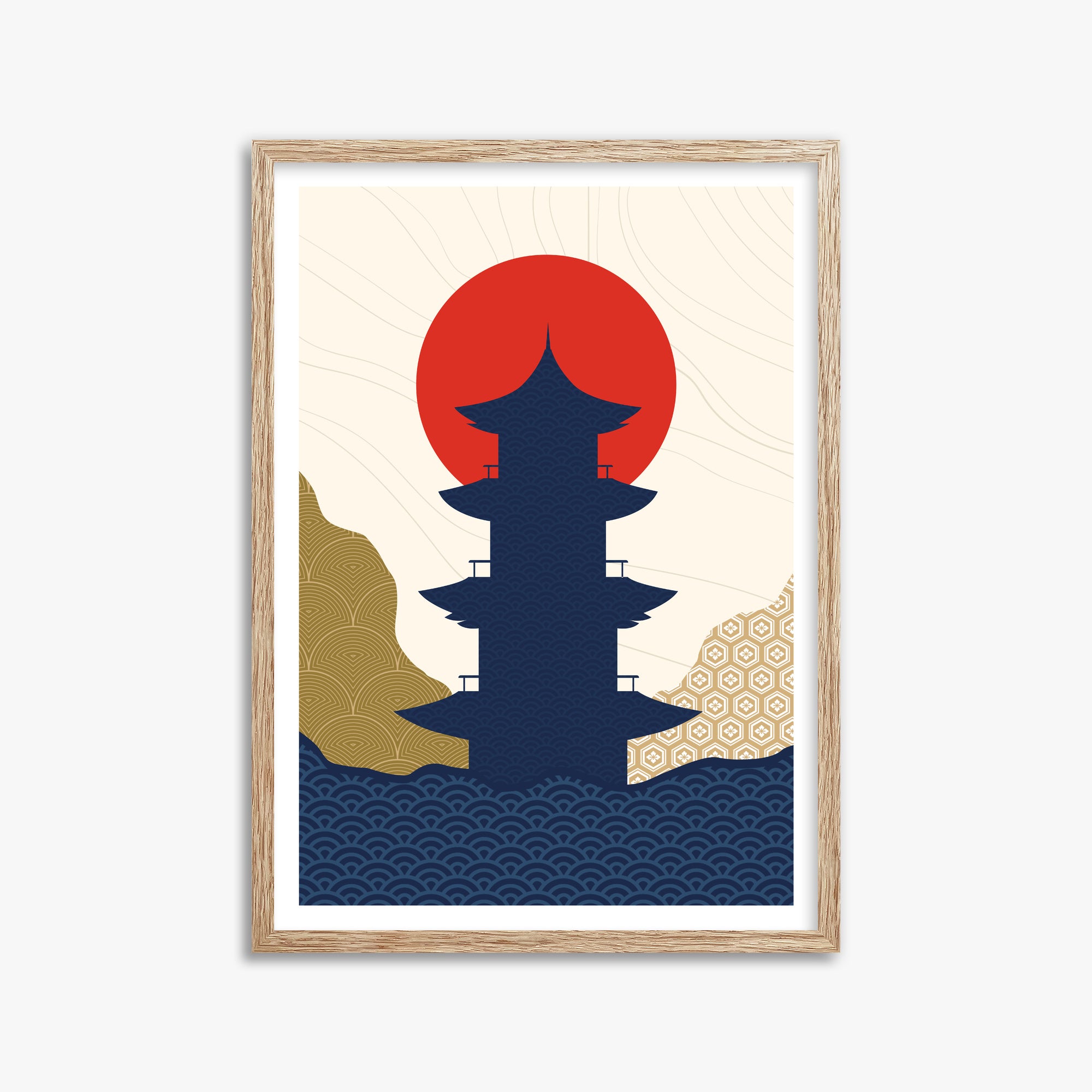 Shrine in the Sun 2, 50x70cm Framed Poster With Raw Oak Frame