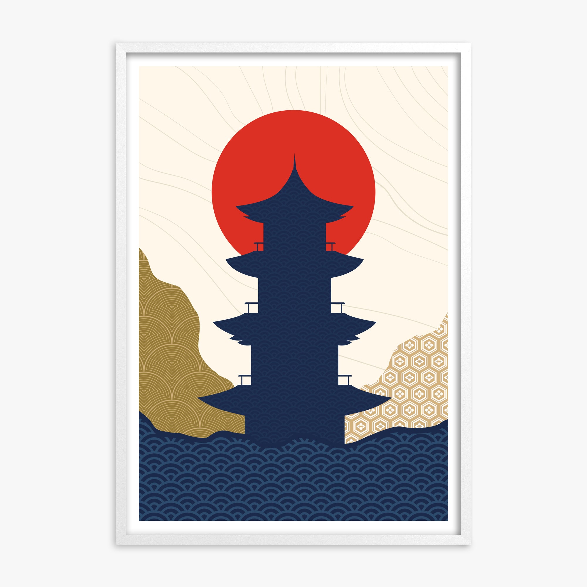 Shrine in the Sun 2, White Framed Poster With White Frame
