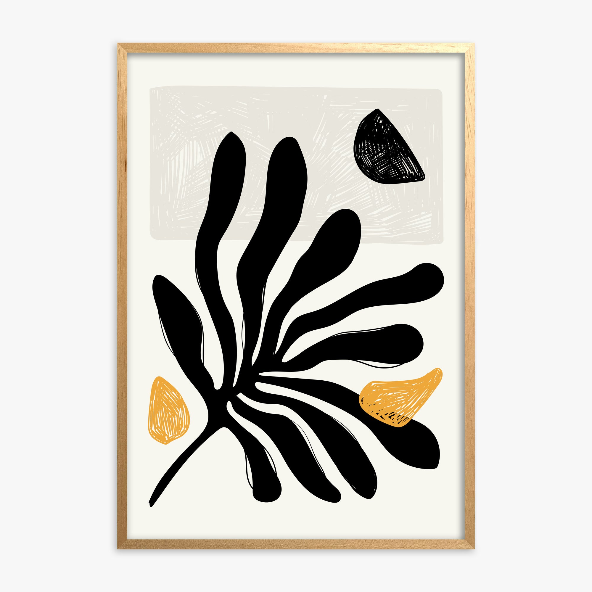 Leafs in Wind, Oak Framed Poster With Oak Frame