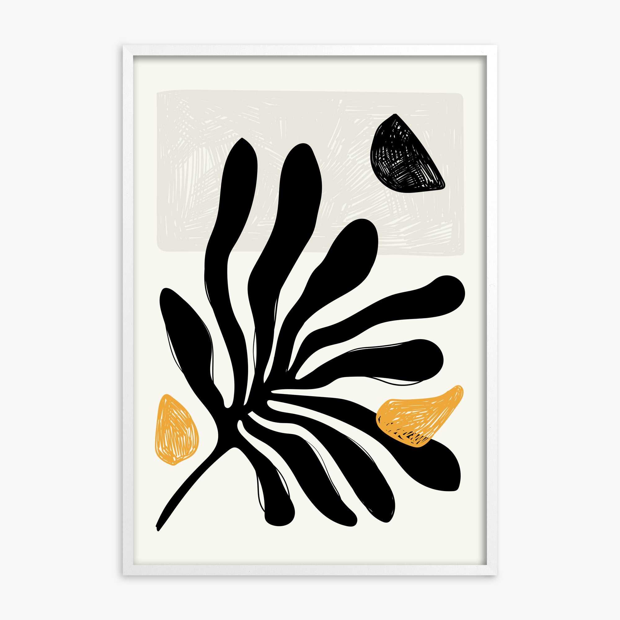 Leafs in Wind, White Framed Poster With White Frame