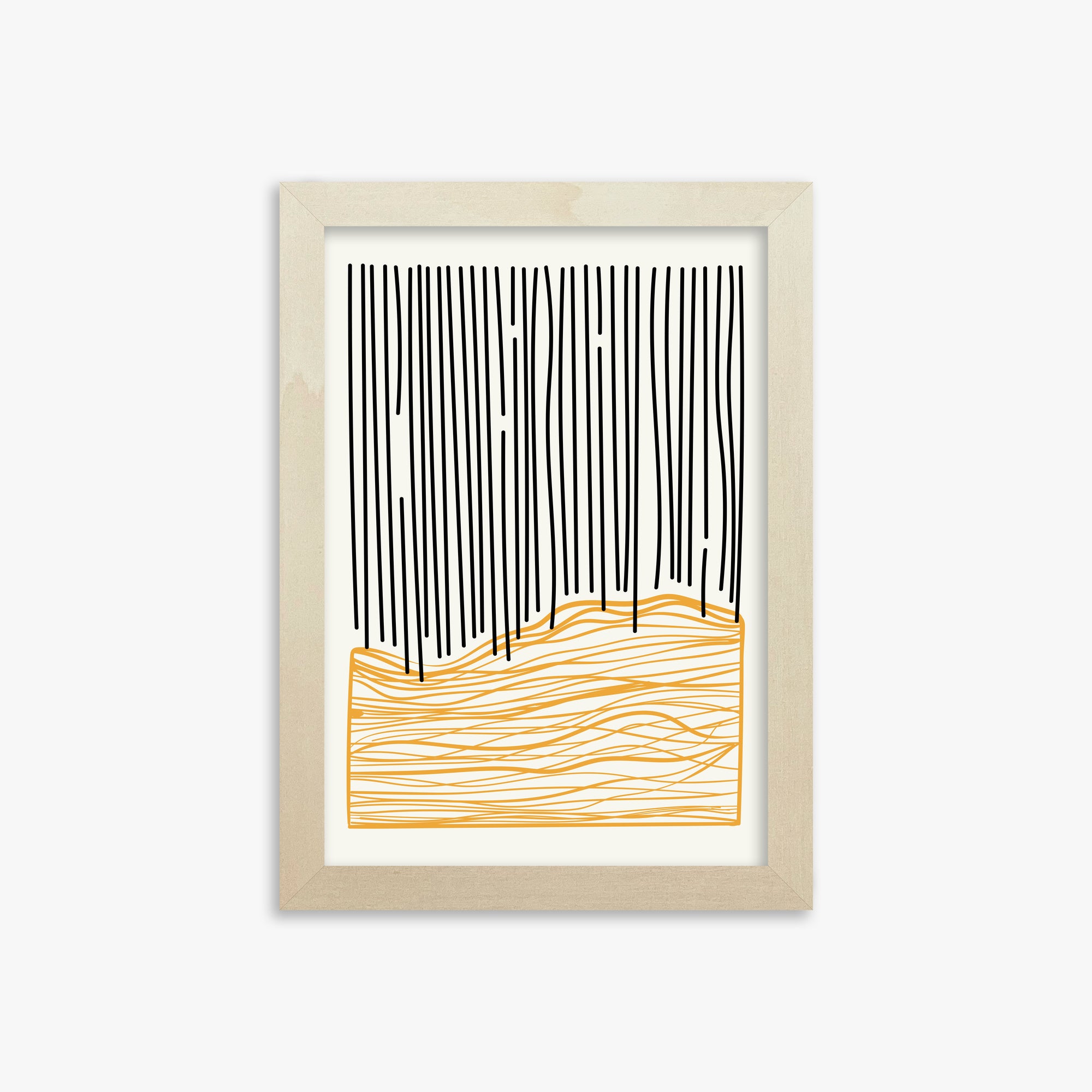 Rain over Hills, 21x30cm Framed Poster With Lime Wood Frame