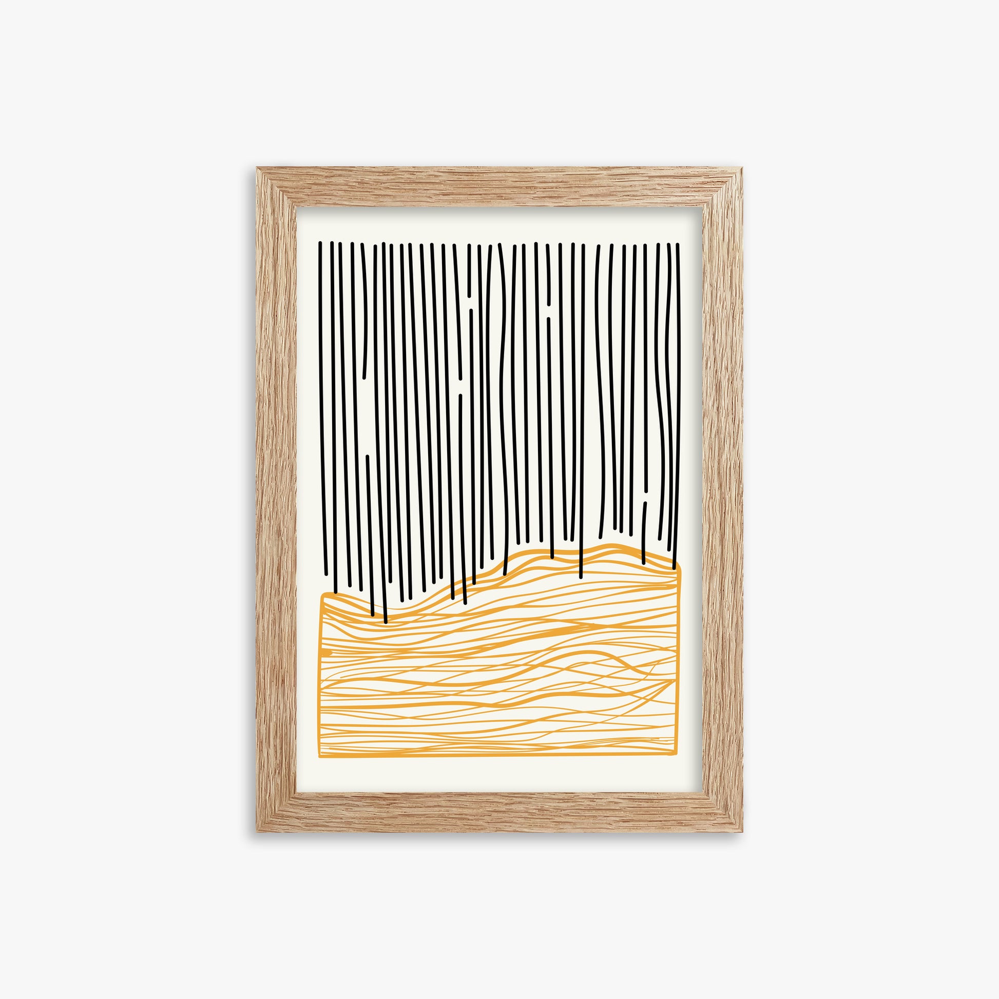 Rain over Hills, 21x30cm Framed Poster With Raw Oak Frame