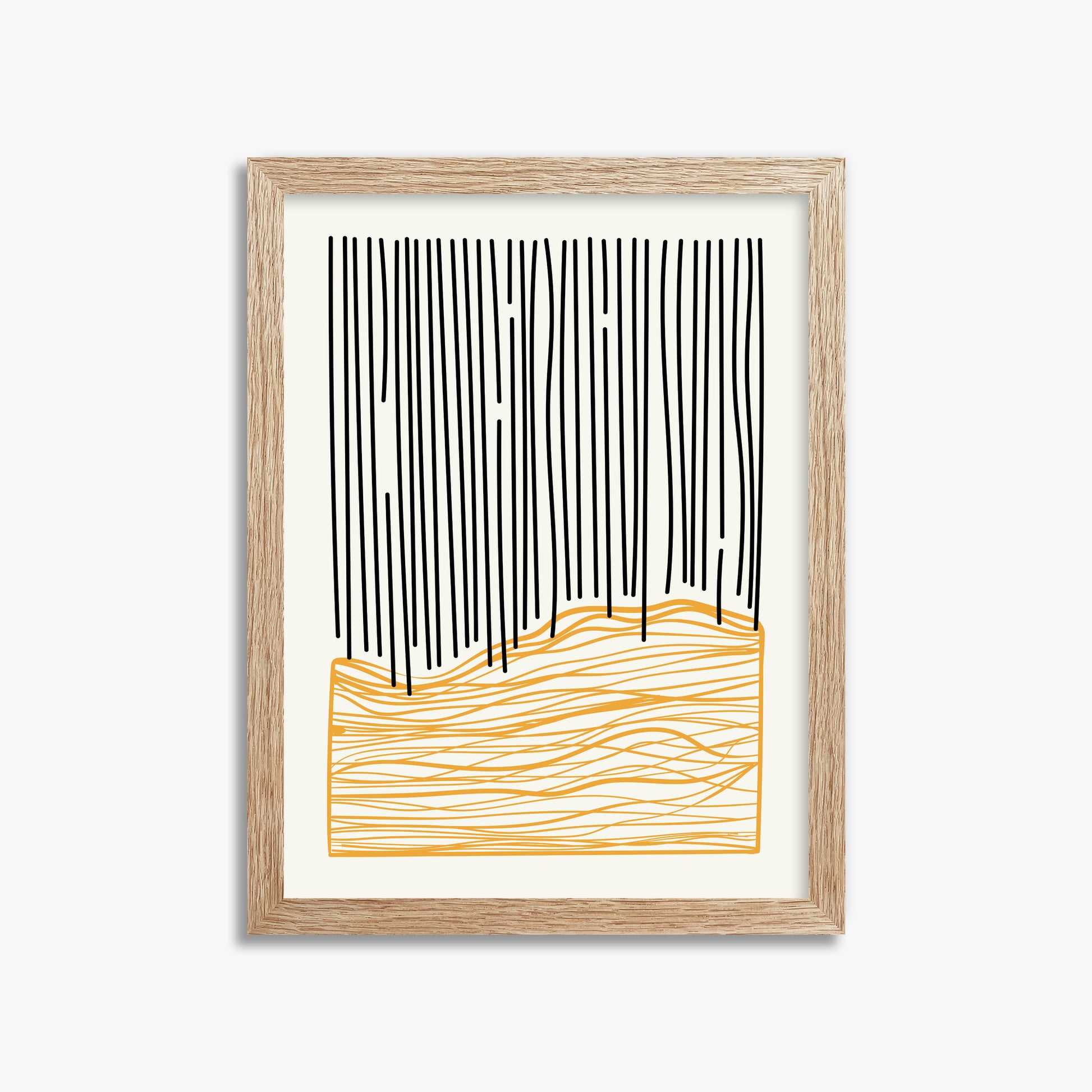 Rain over Hills, 30x40cm Framed Poster With Raw Oak Frame