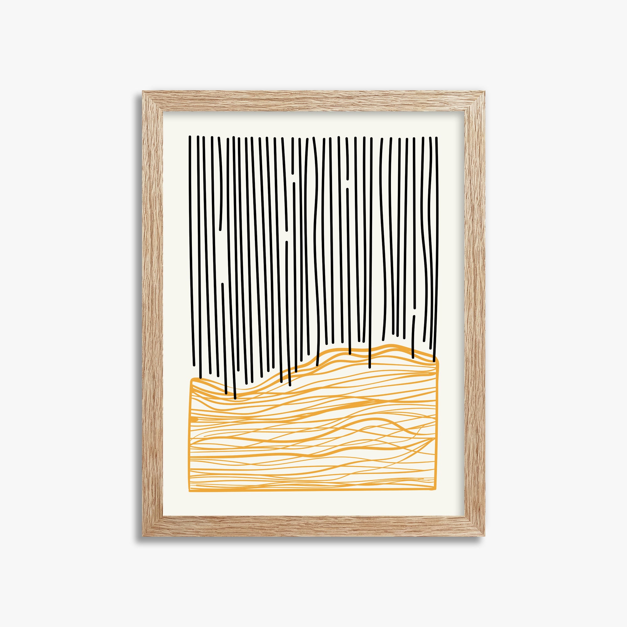 Rain over Hills, 30x40cm Framed Poster With Raw Oak Frame