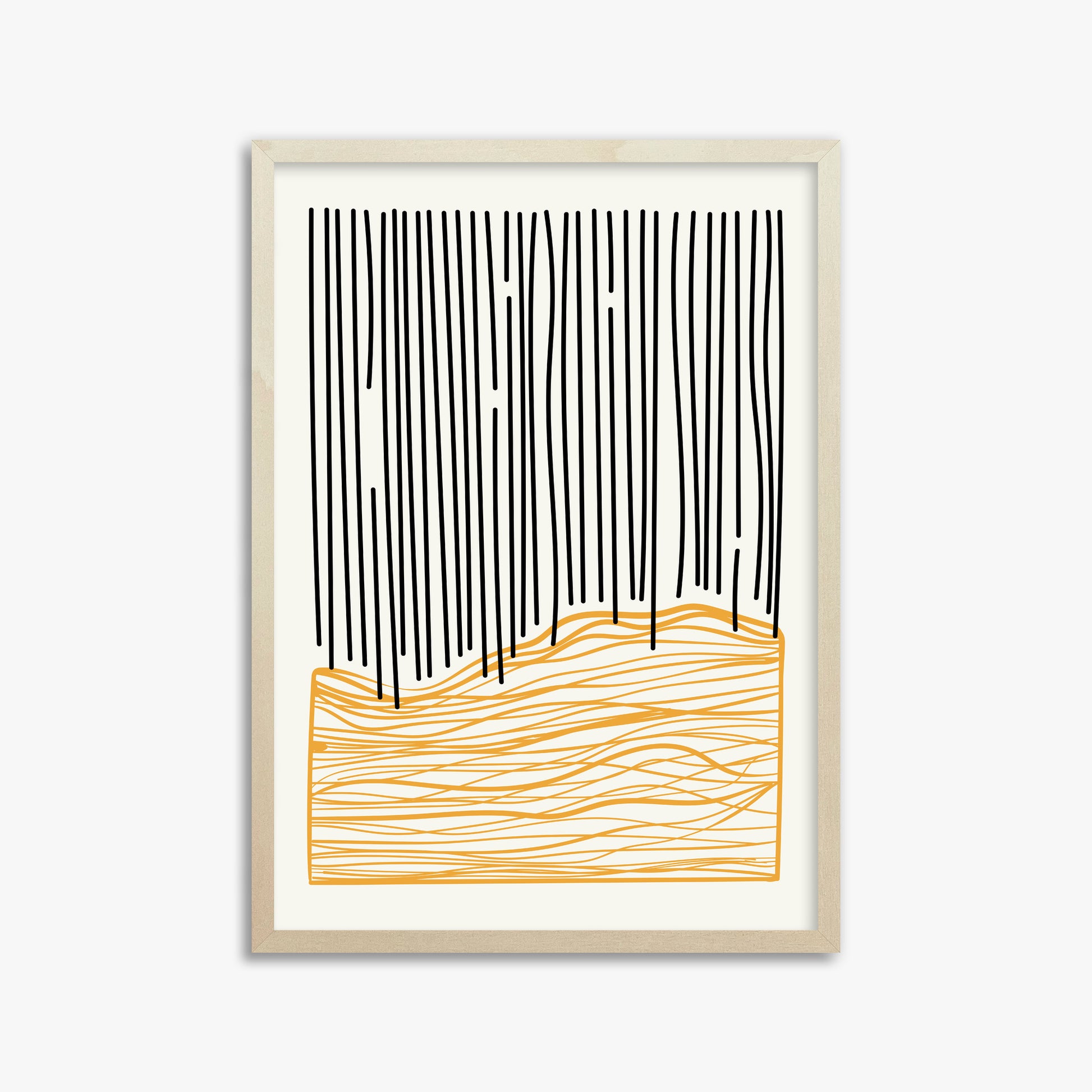 Rain over Hills, 50x70cm Framed Poster With Lime Wood Frame