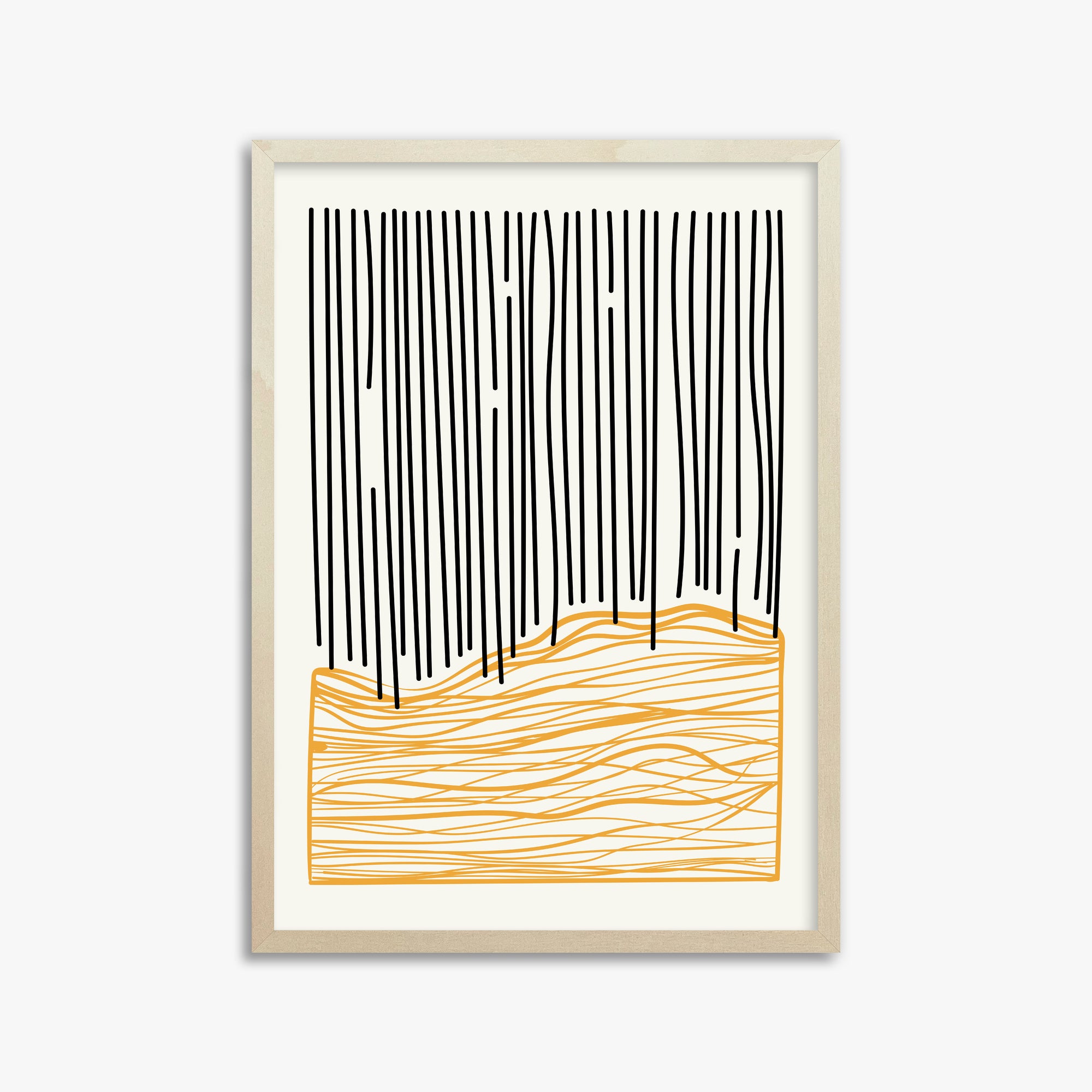 Rain over Hills, 50x70cm Framed Poster With Lime Wood Frame