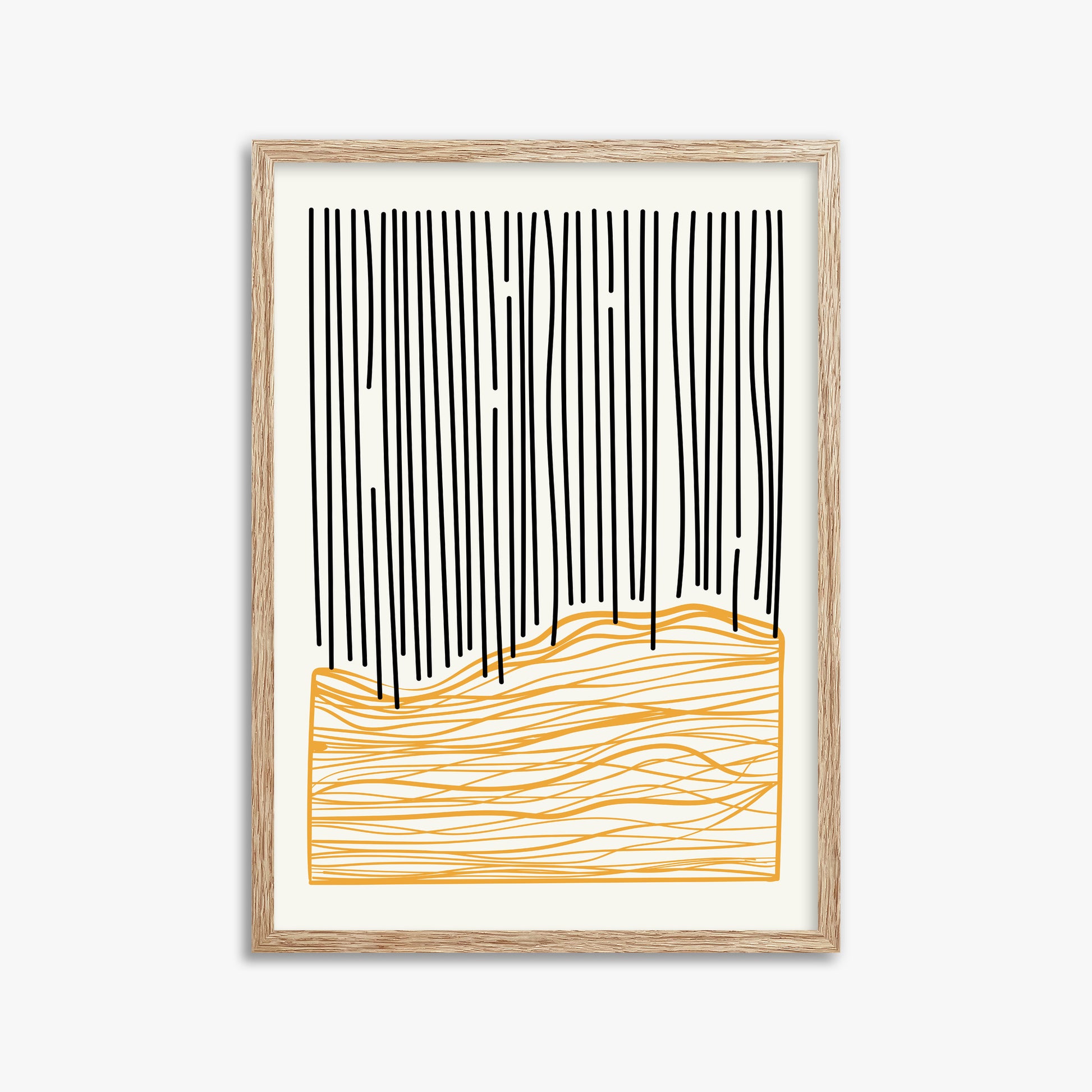 Rain over Hills, 50x70cm Framed Poster With Raw Oak Frame