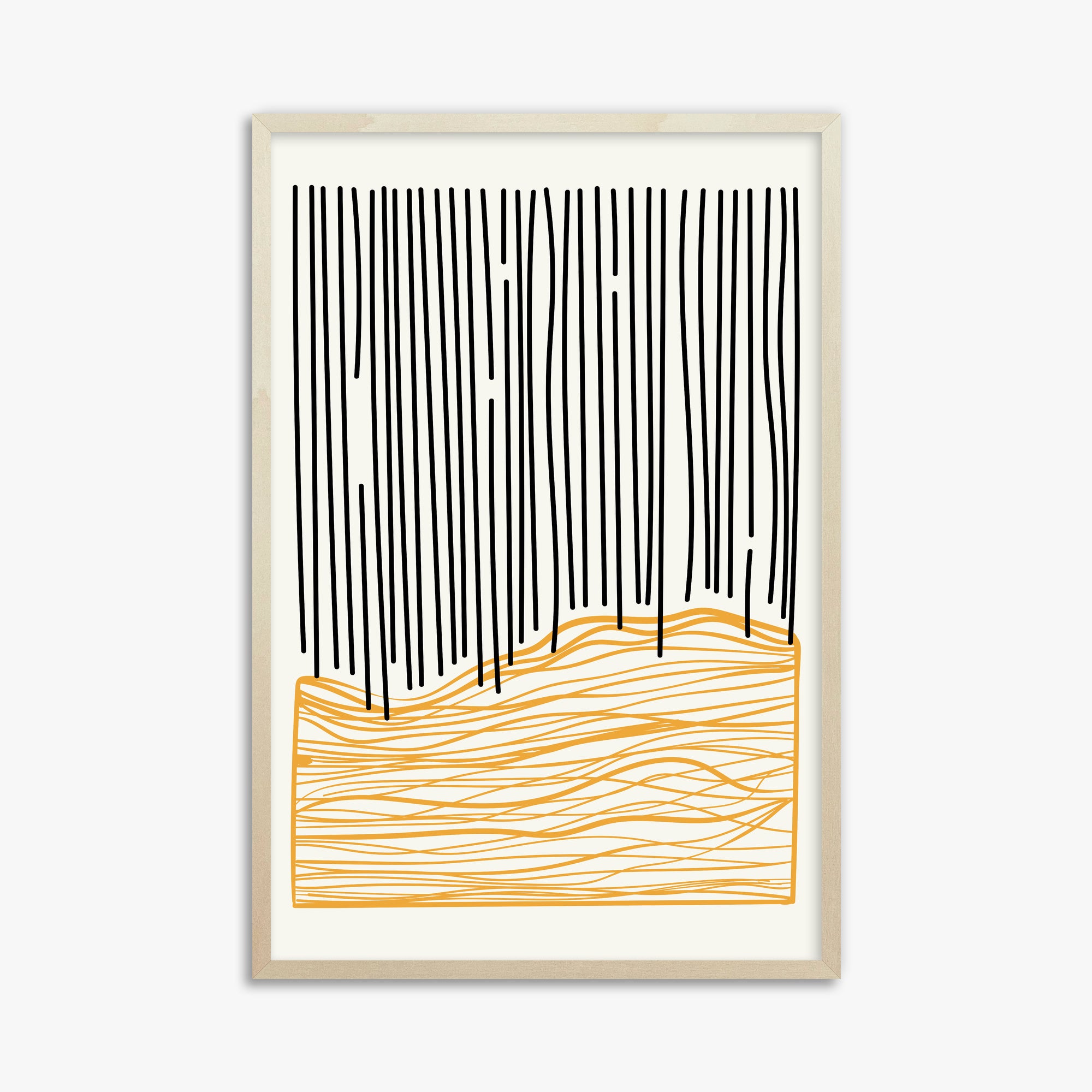Rain over Hills, 61x91cm Framed Poster With Lime Wood Frame