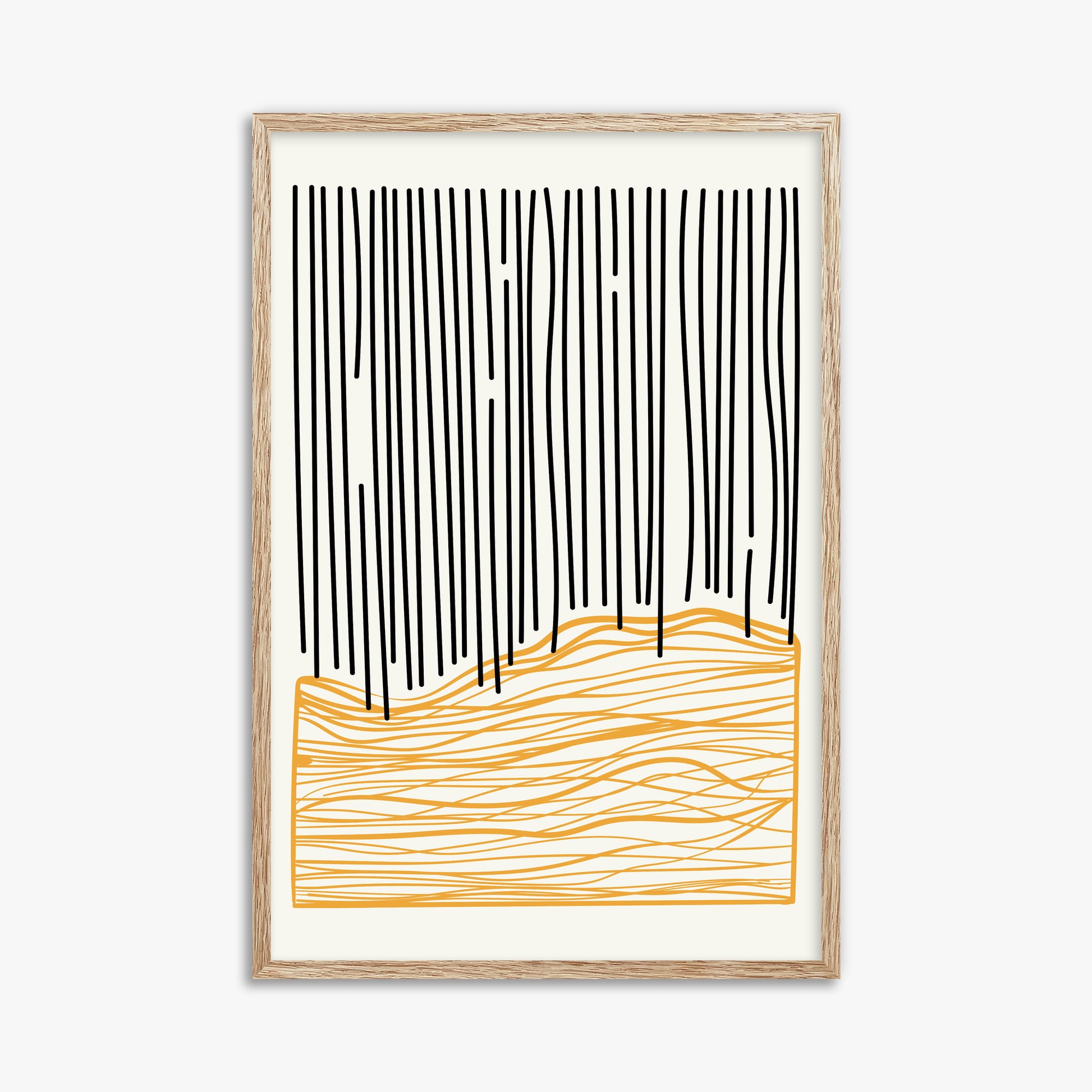 Rain over Hills, 61x91cm Framed Poster With Raw Oak Frame