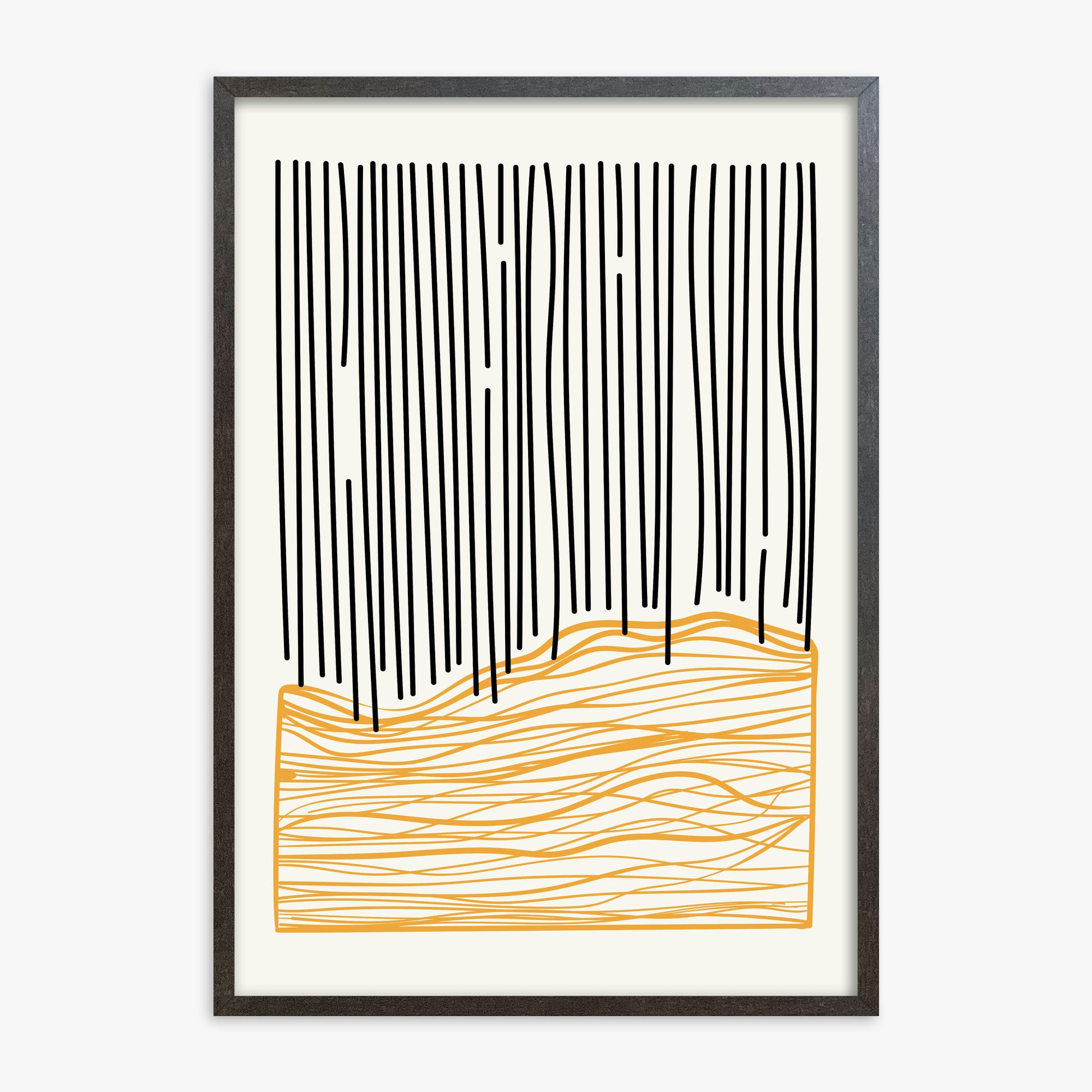 Rain over Hills, 70x100cm Framed Poster With Espresso Frame