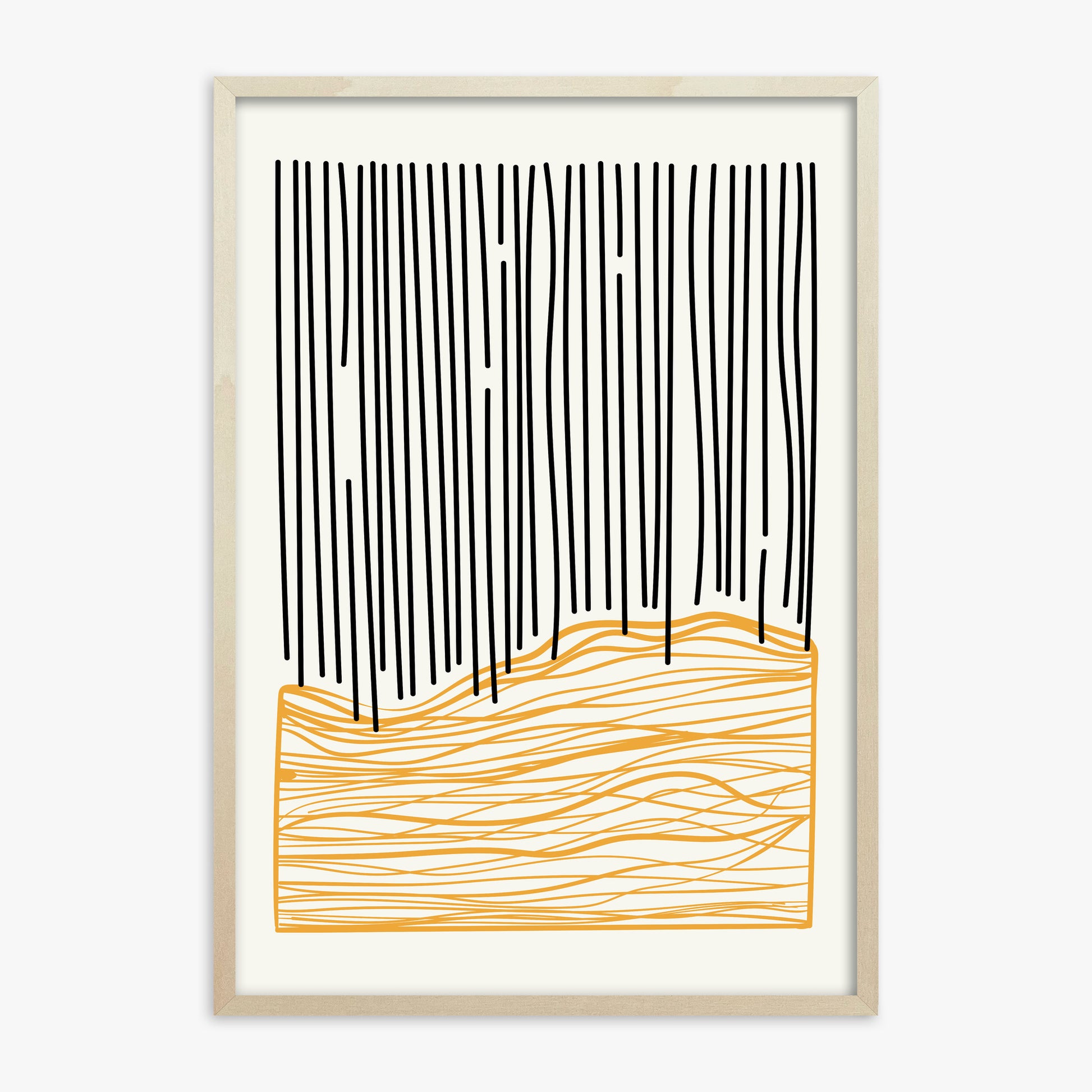 Rain over Hills, 70x100cm Framed Poster With Lime Wood Frame