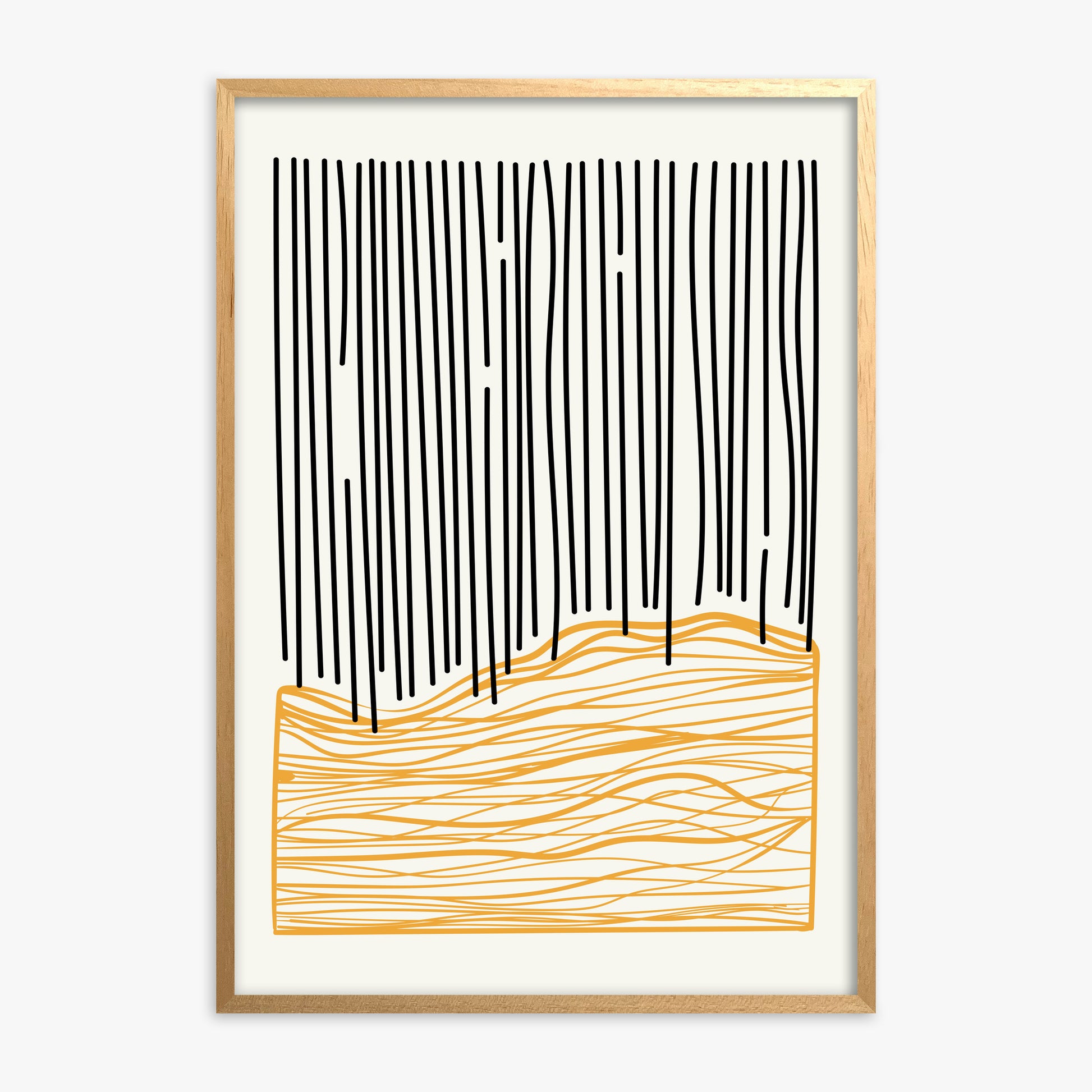 Rain over Hills, Oak Framed Poster With Oak Frame