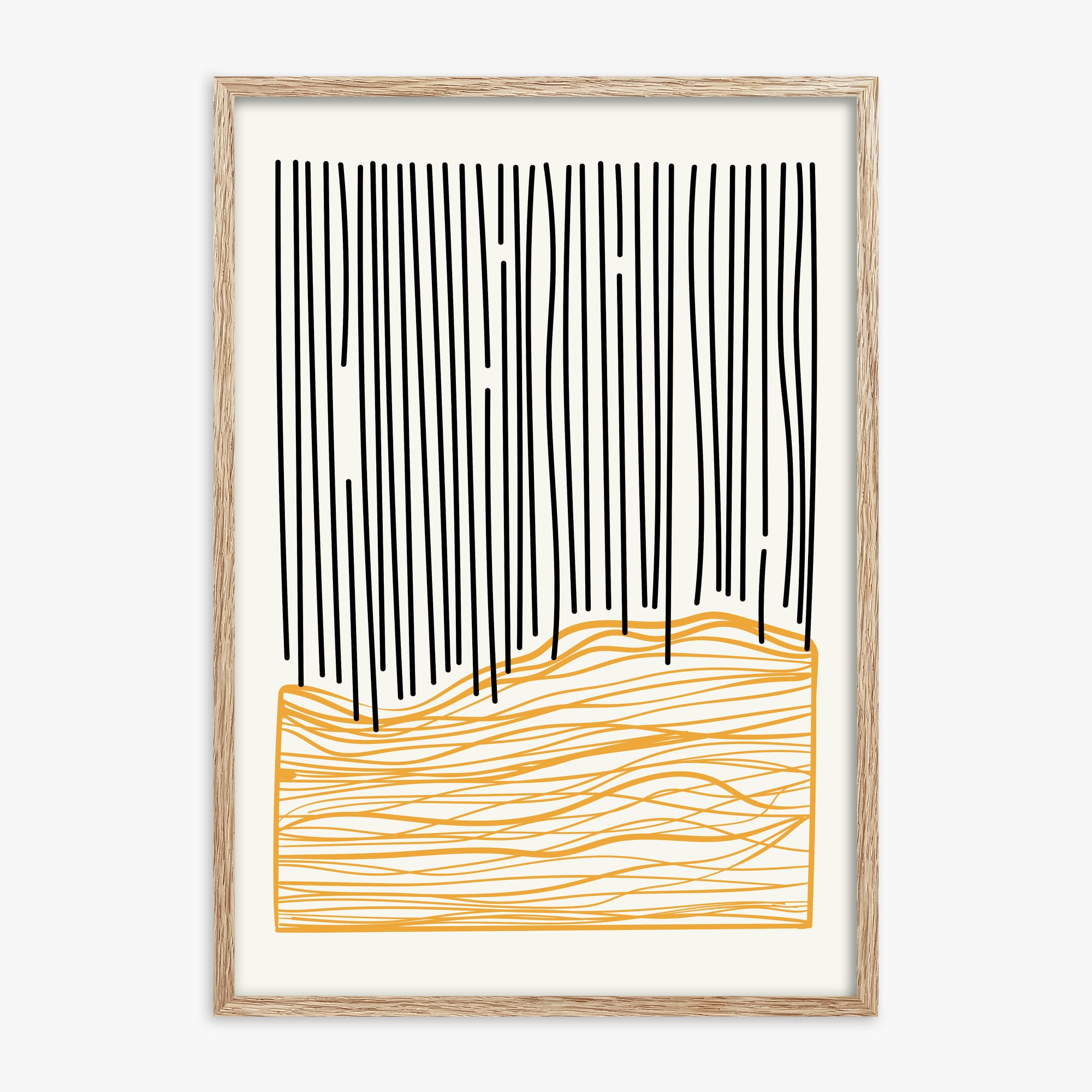 Rain over Hills, 70x100cm Framed Poster With Raw Oak Frame