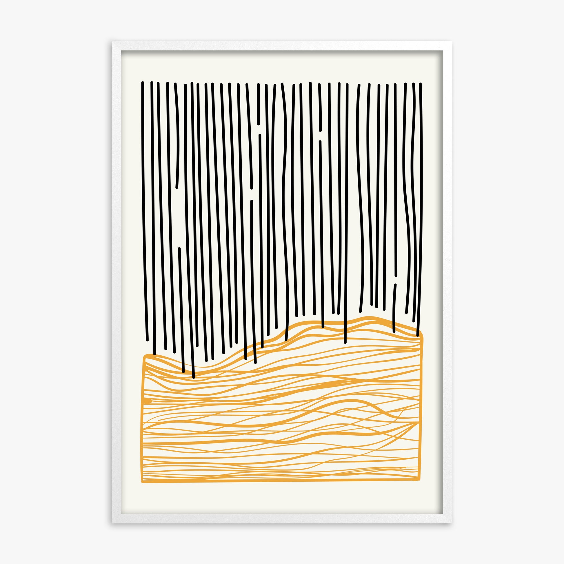 Rain over Hills, White Framed Poster With White Frame