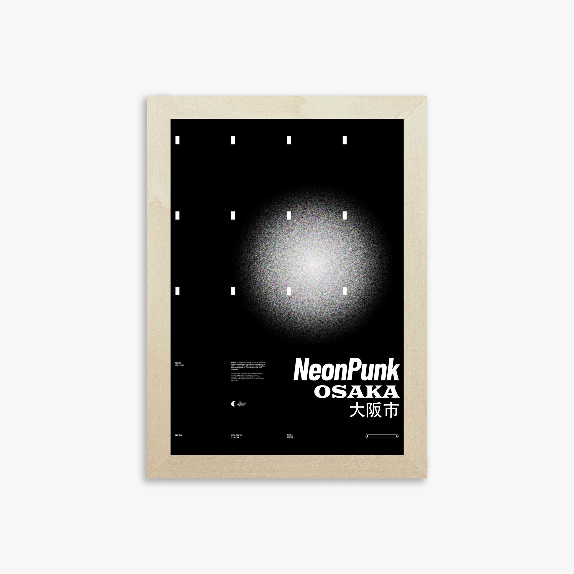 Black Neon Night, 21x30cm Framed Poster With Lime Wood Frame