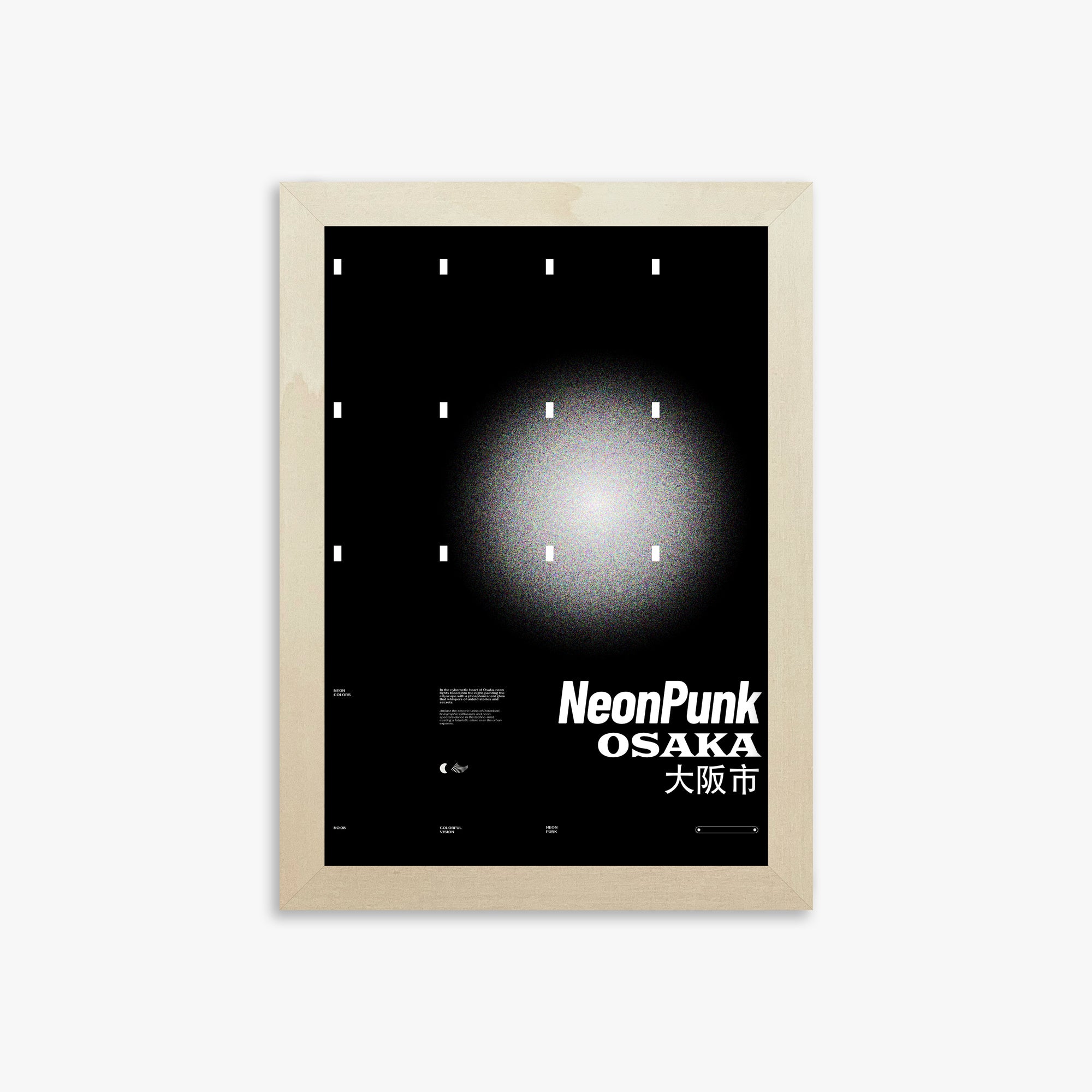 Black Neon Night, 21x30cm Framed Poster With Lime Wood Frame