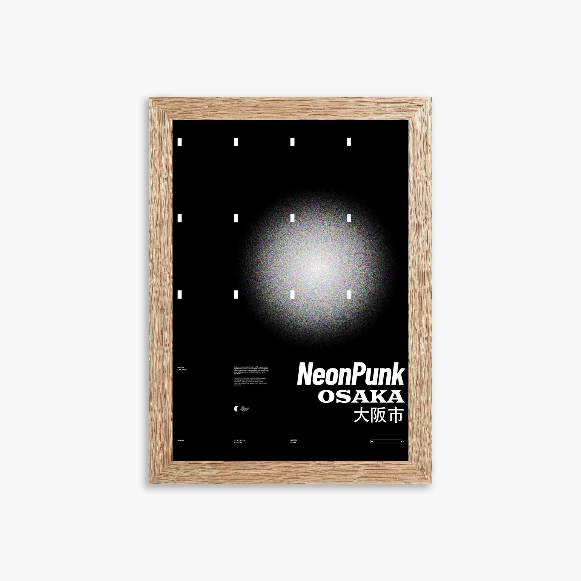 Black Neon Night, 21x30cm Framed Poster With Raw Oak Frame