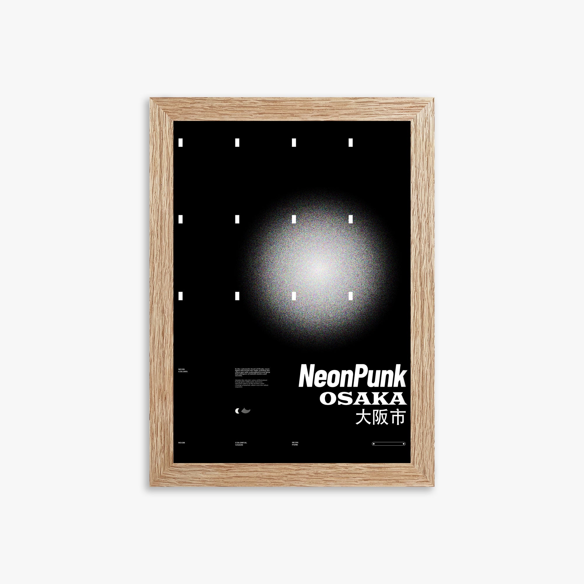 Black Neon Night, 21x30cm Framed Poster With Raw Oak Frame