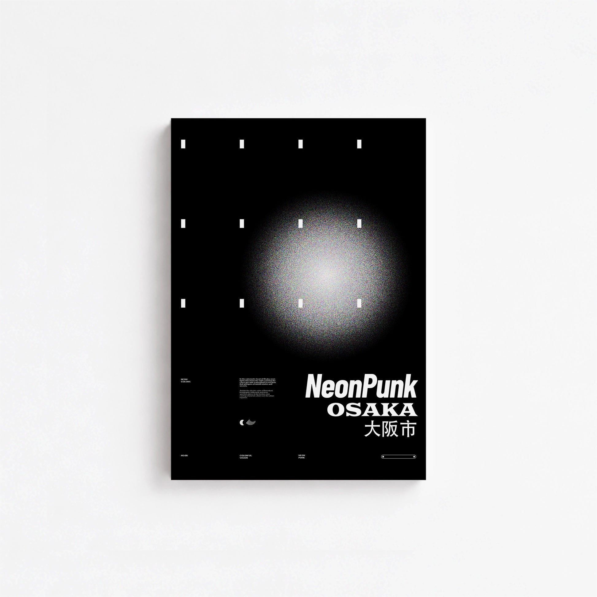 Black Neon Night, 21x30cm Satin Canvas Poster