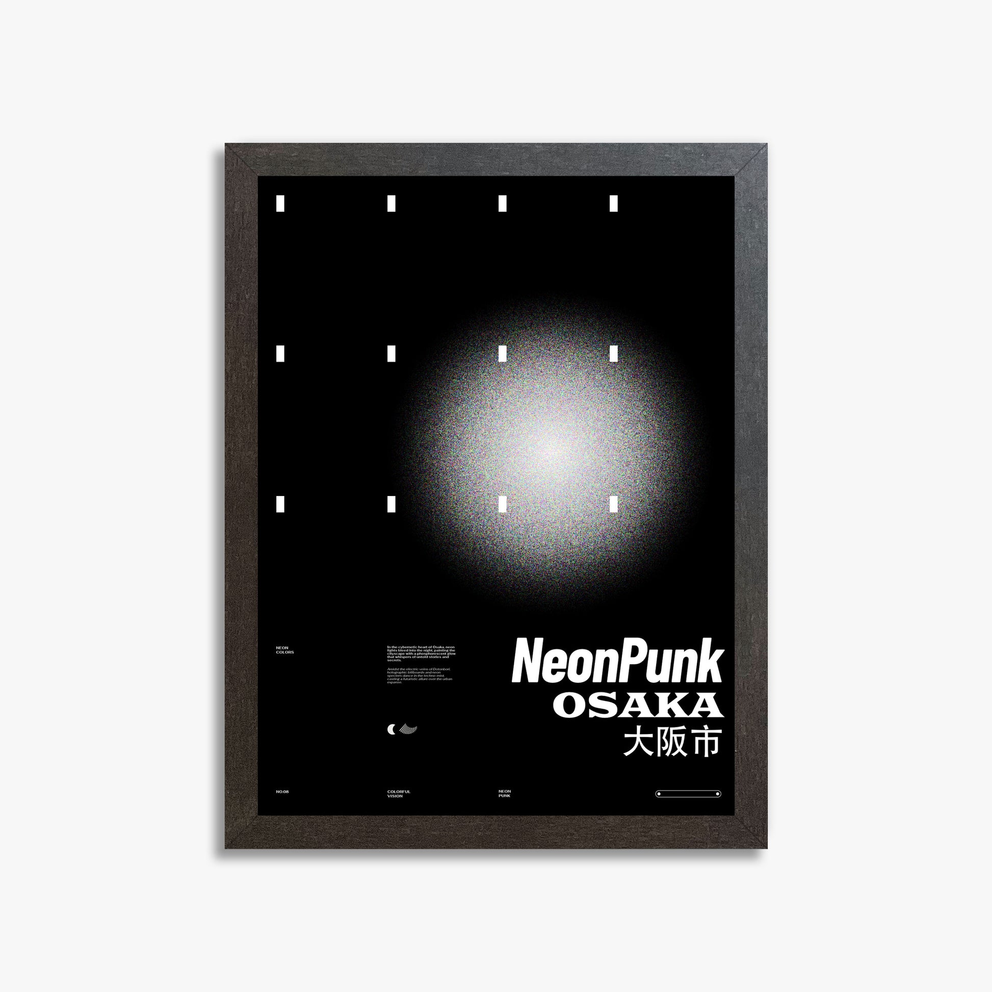 Black Neon Night, 30x40cm Framed Poster With Espresso Frame