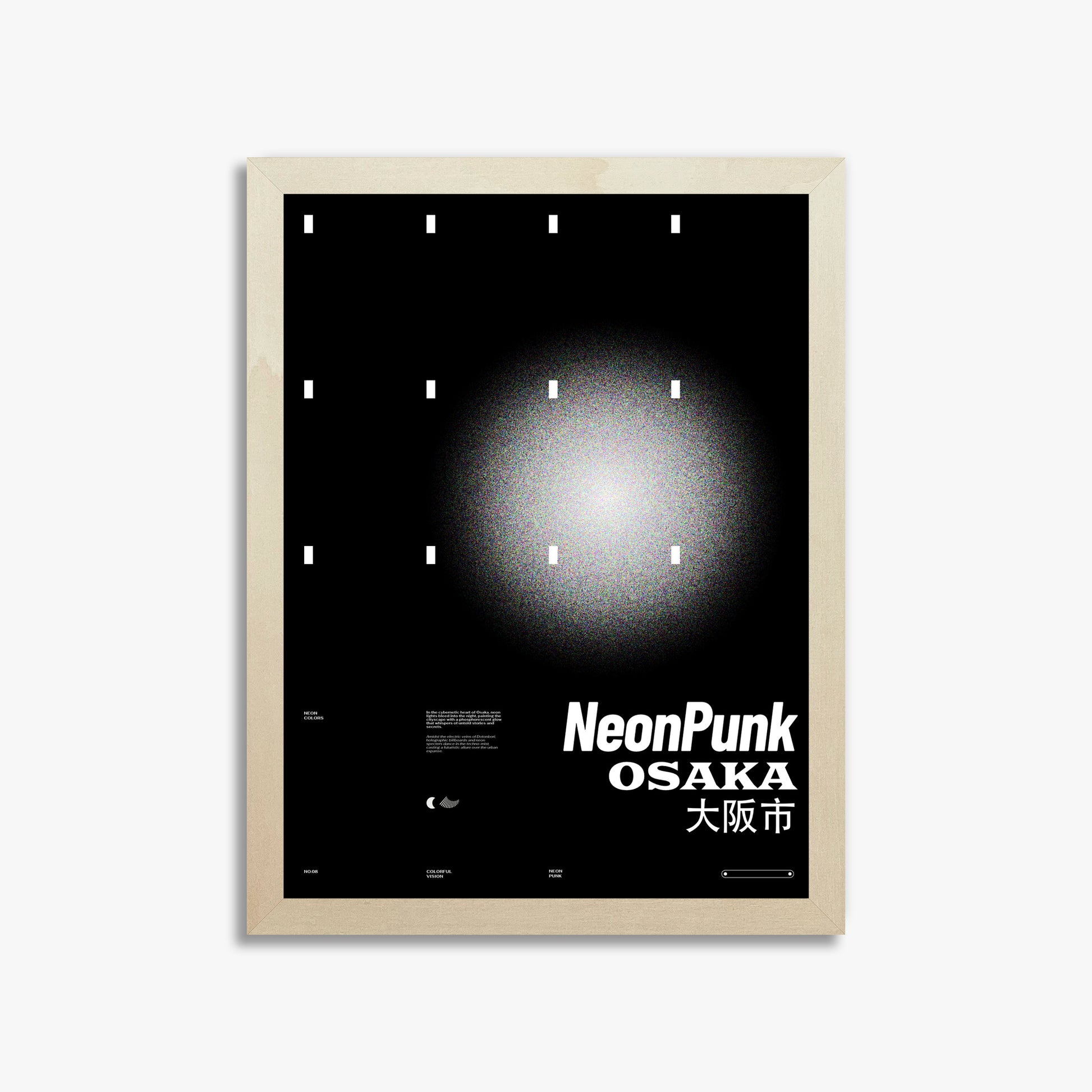 Black Neon Night, 30x40cm Framed Poster With Lime Wood Frame