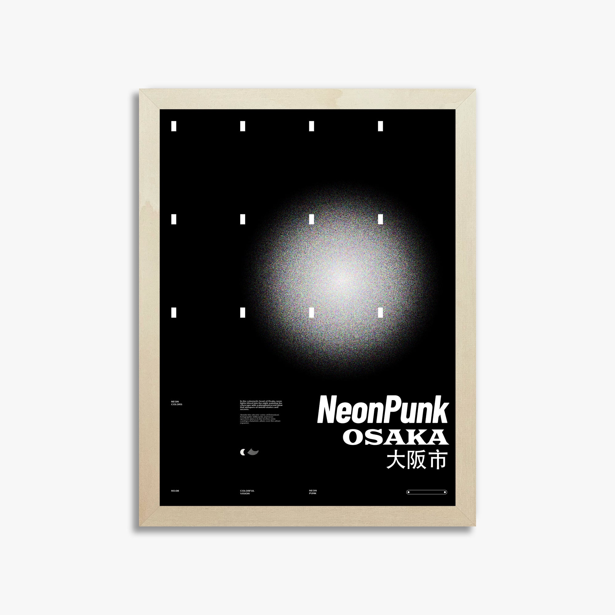 Black Neon Night, 30x40cm Framed Poster With Lime Wood Frame