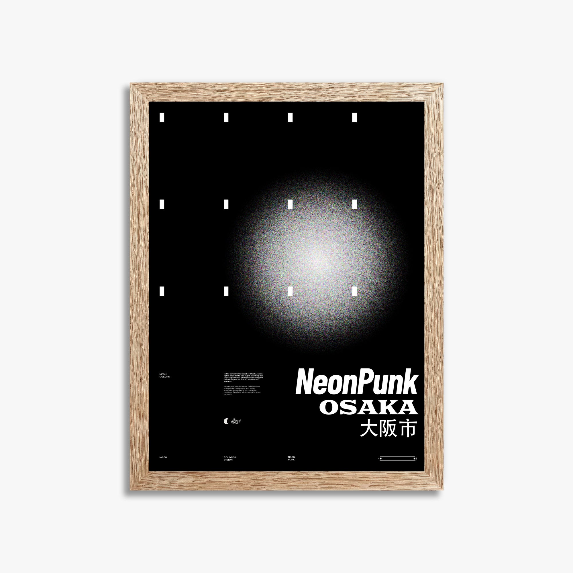 Black Neon Night, 30x40cm Framed Poster With Raw Oak Frame