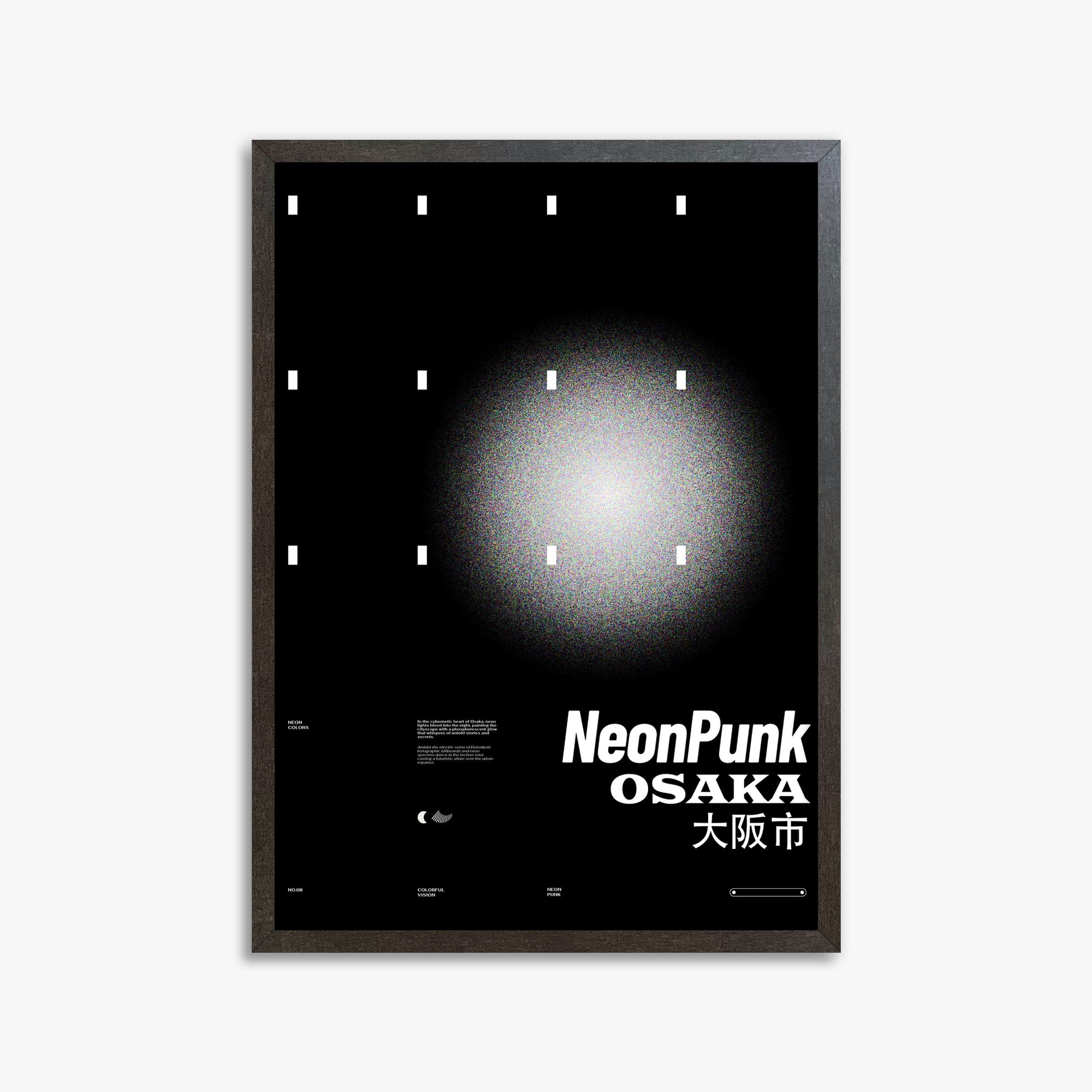 Black Neon Night, 50x70cm Framed Poster With Espresso Frame