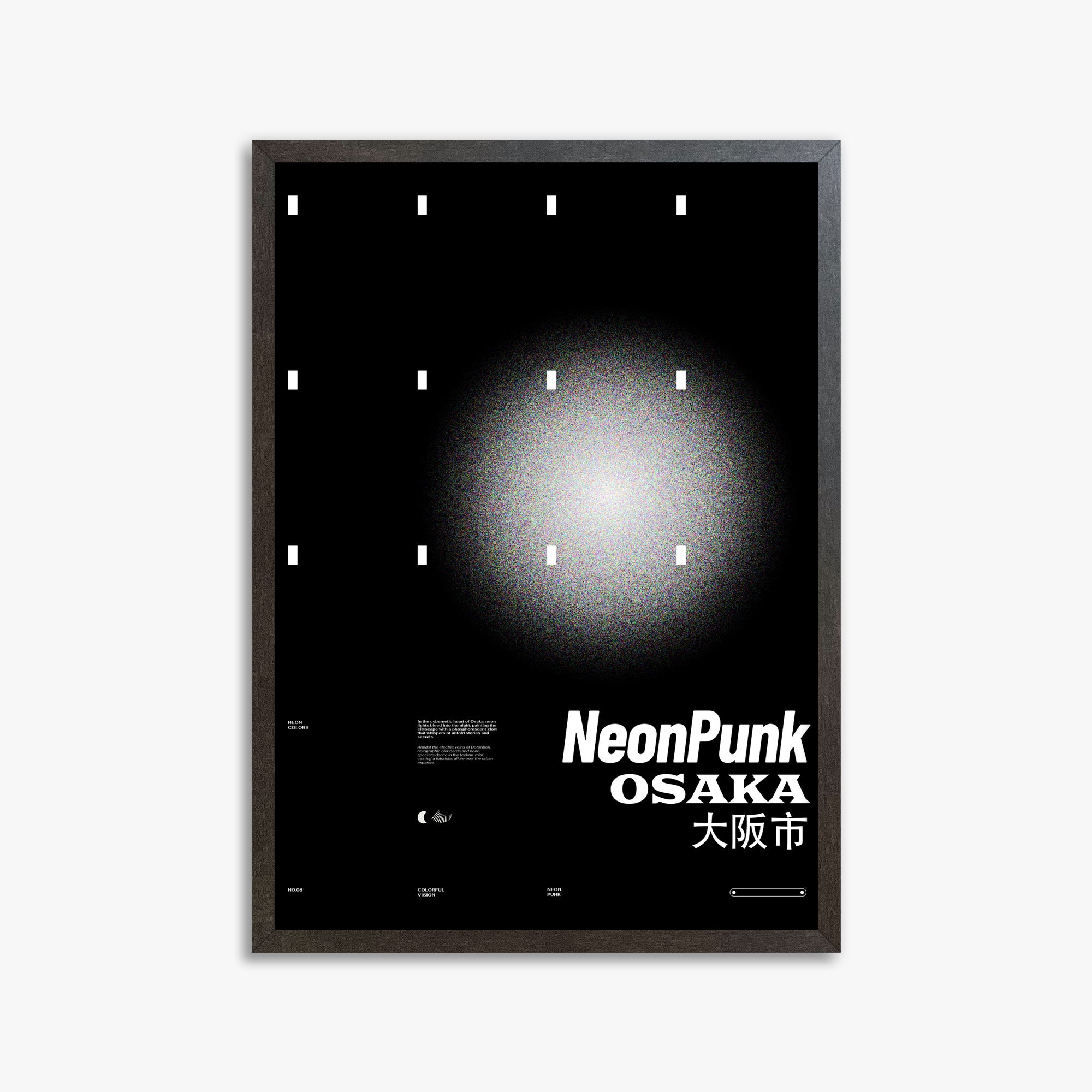 Black Neon Night, 50x70cm Framed Poster With Espresso Frame