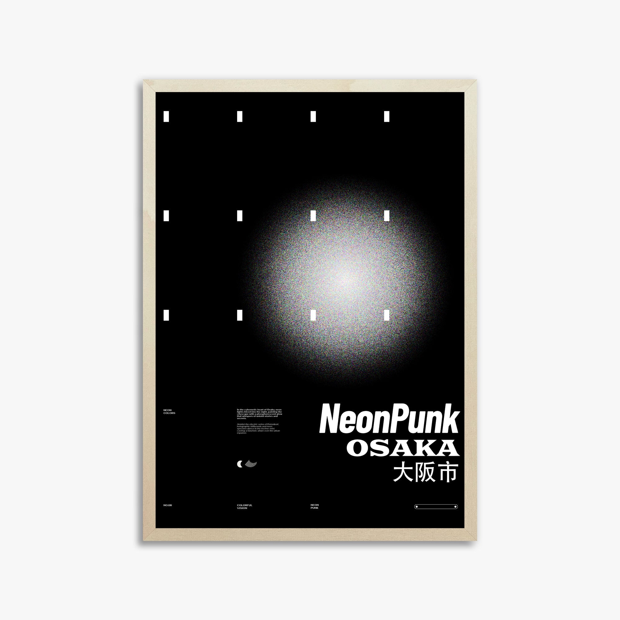 Black Neon Night, 50x70cm Framed Poster With Lime Wood Frame