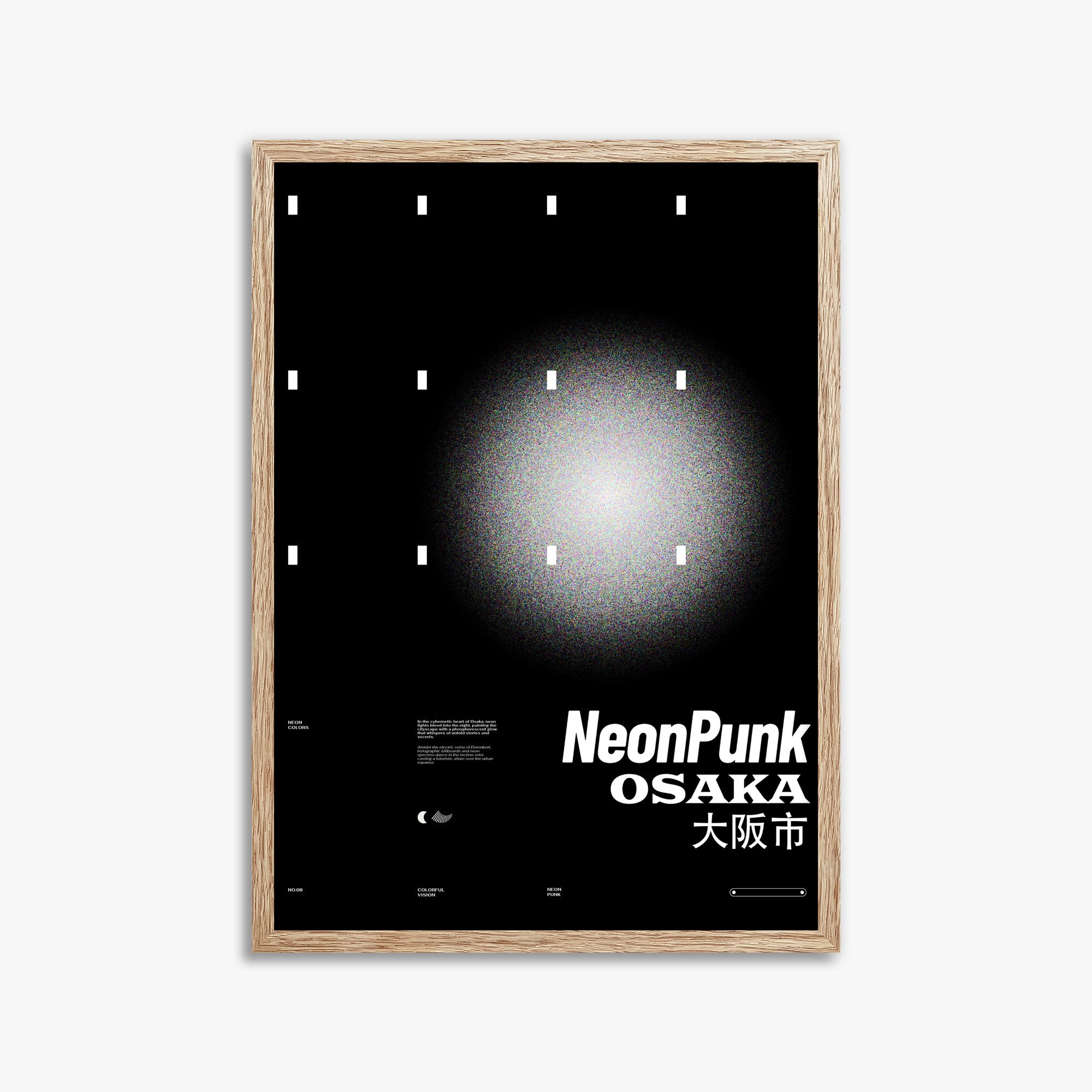 Black Neon Night, 50x70cm Framed Poster With Raw Oak Frame